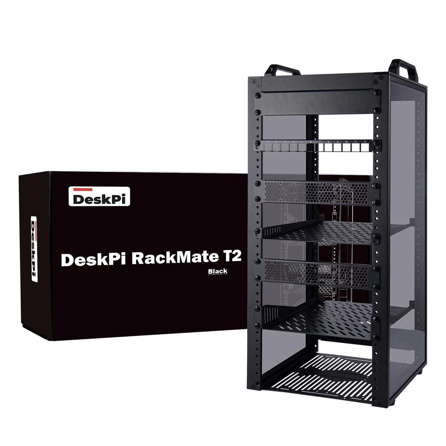 GeeekPi 12U Network Rack, 10 inch Mini Server Rack for Network, Servers, Audio, and Video Equipment, DeskPi RackMate T2 Rackmount, 10.23 inch Depth