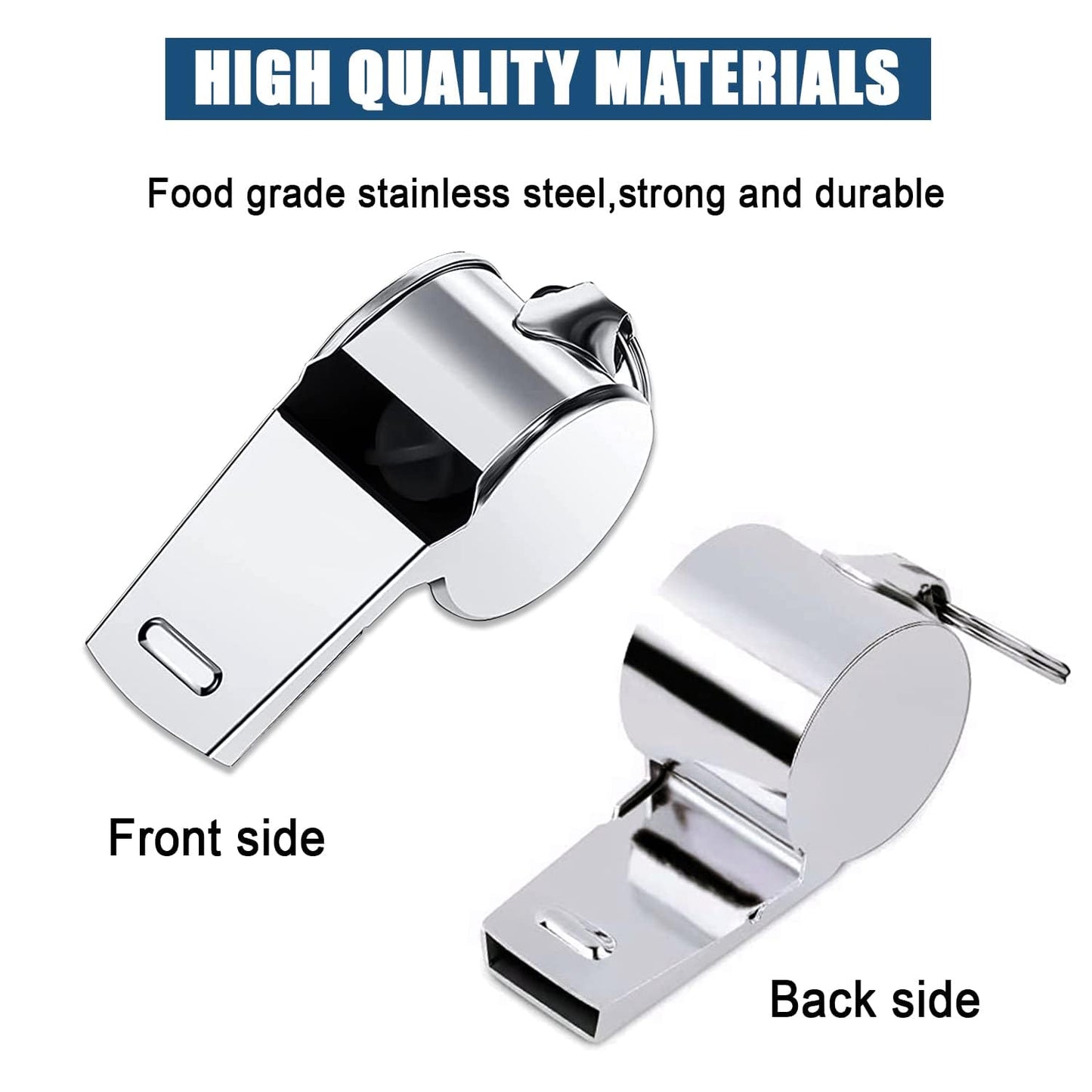Tiankohelan Whistle for Coaches,Whistle with Lanyard for Coaches Teachers Referees Emergency Outdoor Sports(3 Pcs Loud Stainless Steel)