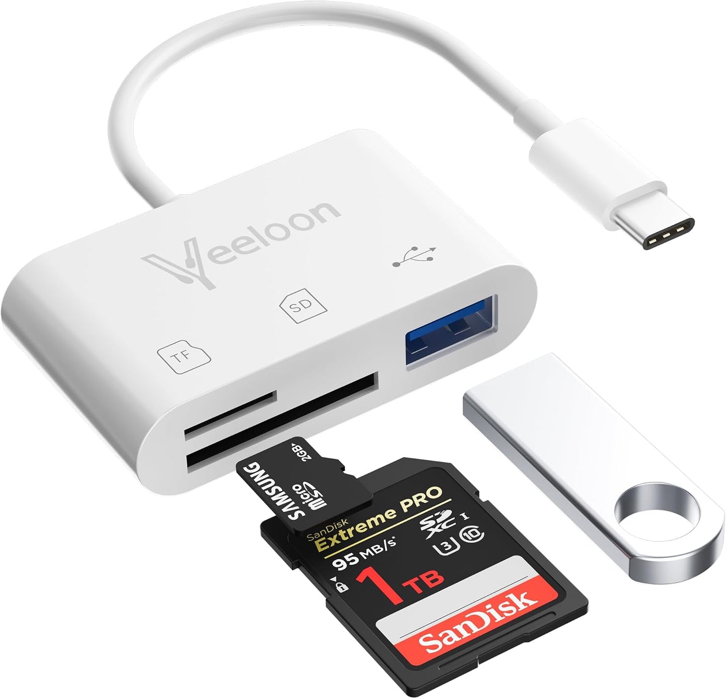 Veeloon 17/16,3-in-1 Adapter,5Gbps OTG SD Card Reader for iPhone Memory Card Reader with USB Camera Trail Game Camera