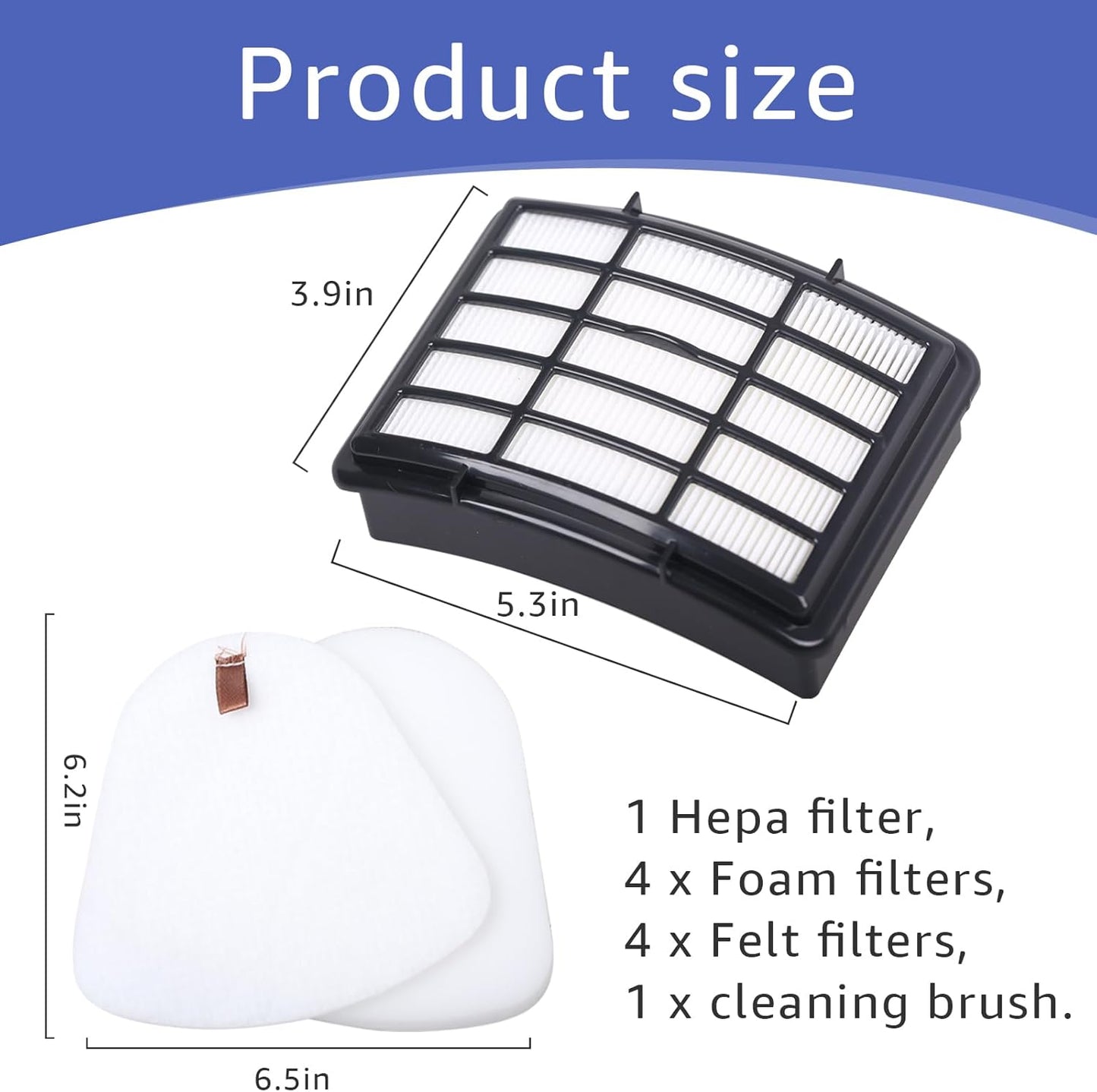 Shark HEPA & Foam Filter Set - 1 HEPA + 4 Foam & Felt Filters for Navigator Lift-Away Models NV350-NV370