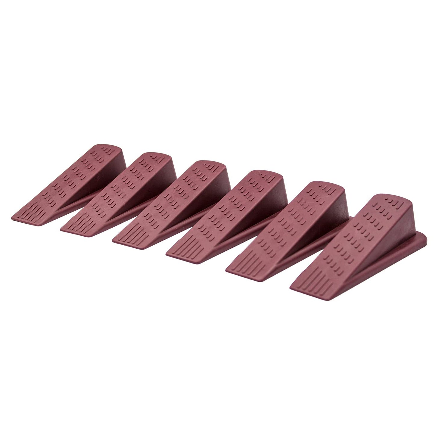 Door Wedge Stopper - 6 Pack (Maroon) - Classic Style - Rubber - Floor Mount - Doorstop