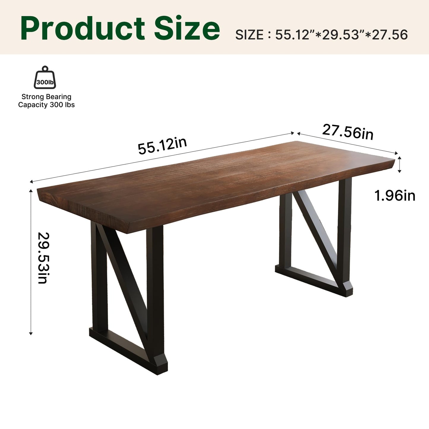 jmzx store Solid Wood and Metal Modern Industrial 56 inch Wide Home Office Desk, Writing Table, Workstation, Perfect Table for Your workspace Study Table Furniture in Rustic Natural Aged Brown
