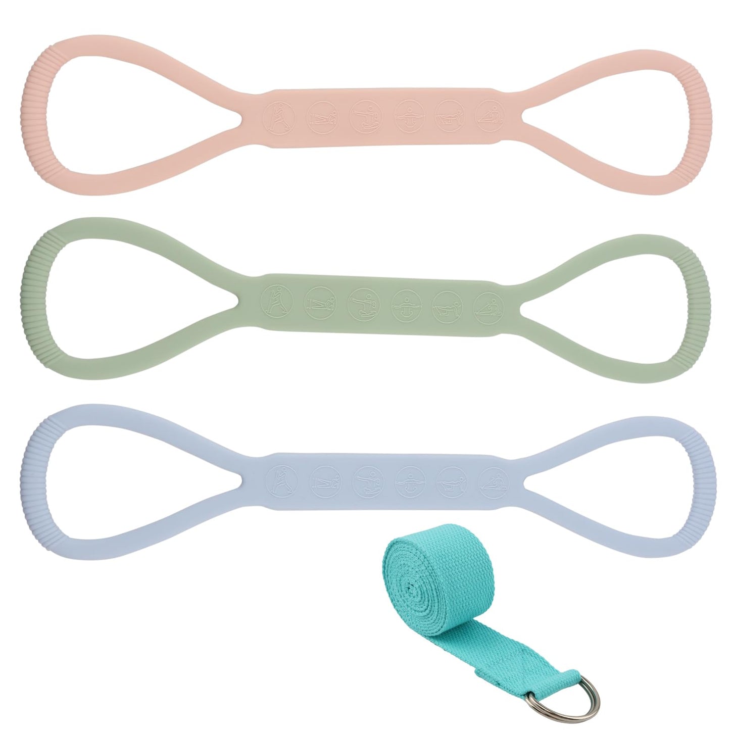 Figure 8 Resistance Band for Women, 3Pack (15, 25, 35 Lbs) Resistance Bands with Handles, Portable Shoulder Back Arm Exercise Bands for Strength Training Yoga Pilates(Color:Pink+Blue+Green)