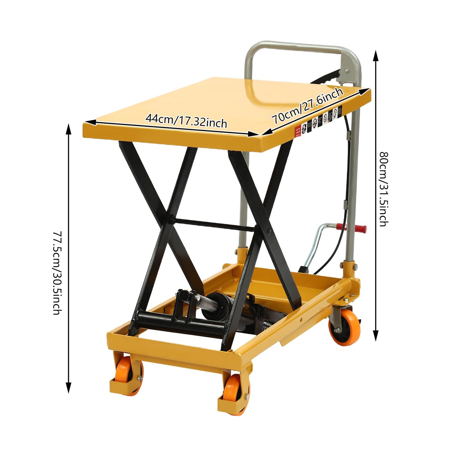 500lbs Hydraulic Lift Table Cart, Double Scissor Lift Table with Non-Slip Pad & Safety Guard for Material Handling & Transportation