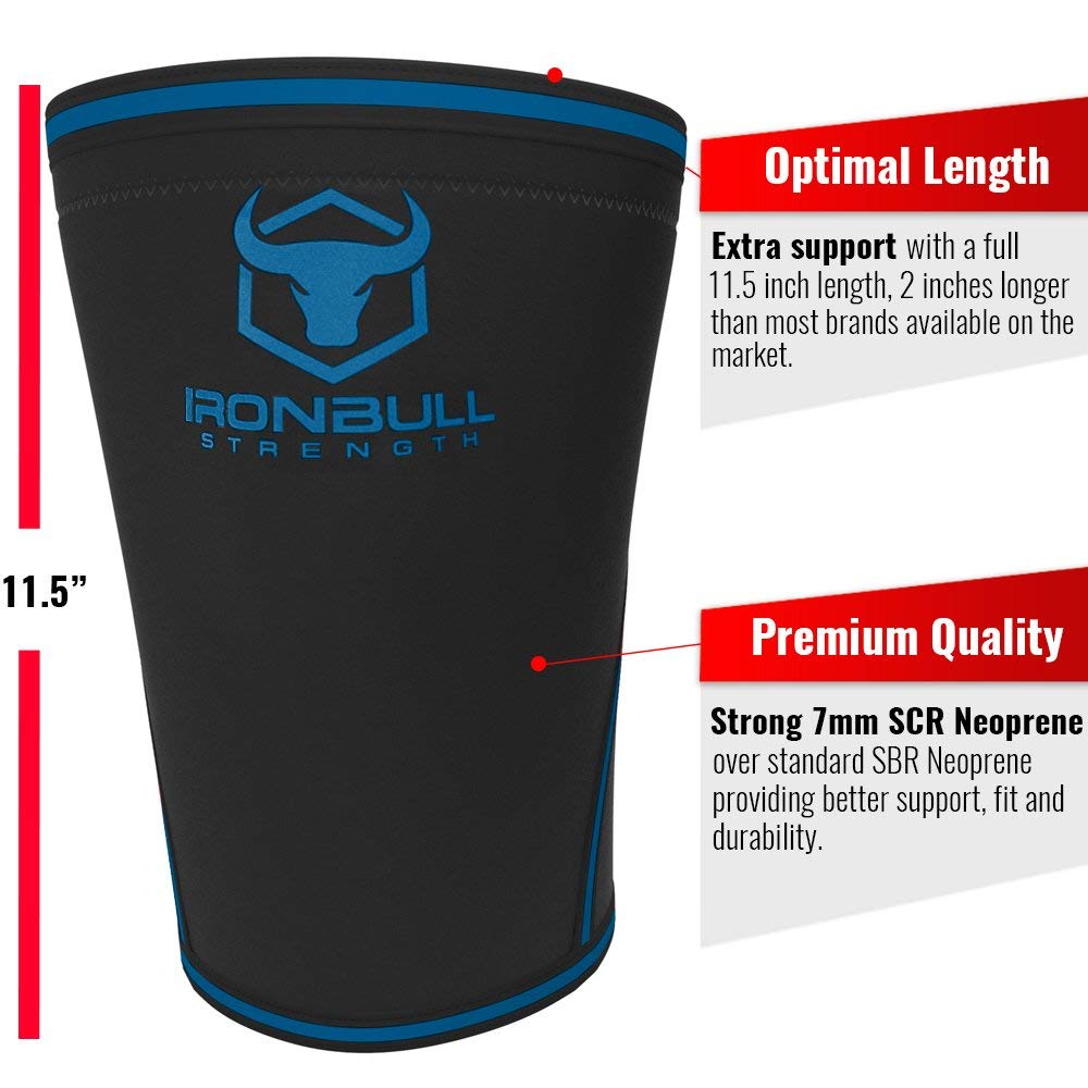 Knee Sleeves 7mm (1 Pair) - High Performance Knee Sleeve Support For Weight Lifting, Cross Training & Powerlifting - Best Knee Wraps & Straps Compression - For Men and Women (Black/Blue, XX-Large)