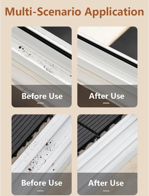 Groove Cleaning Brush - 2 in 1 Grout Cleaner Tool with Hard Bristle Grip for Sliding Door Tracks & Windows