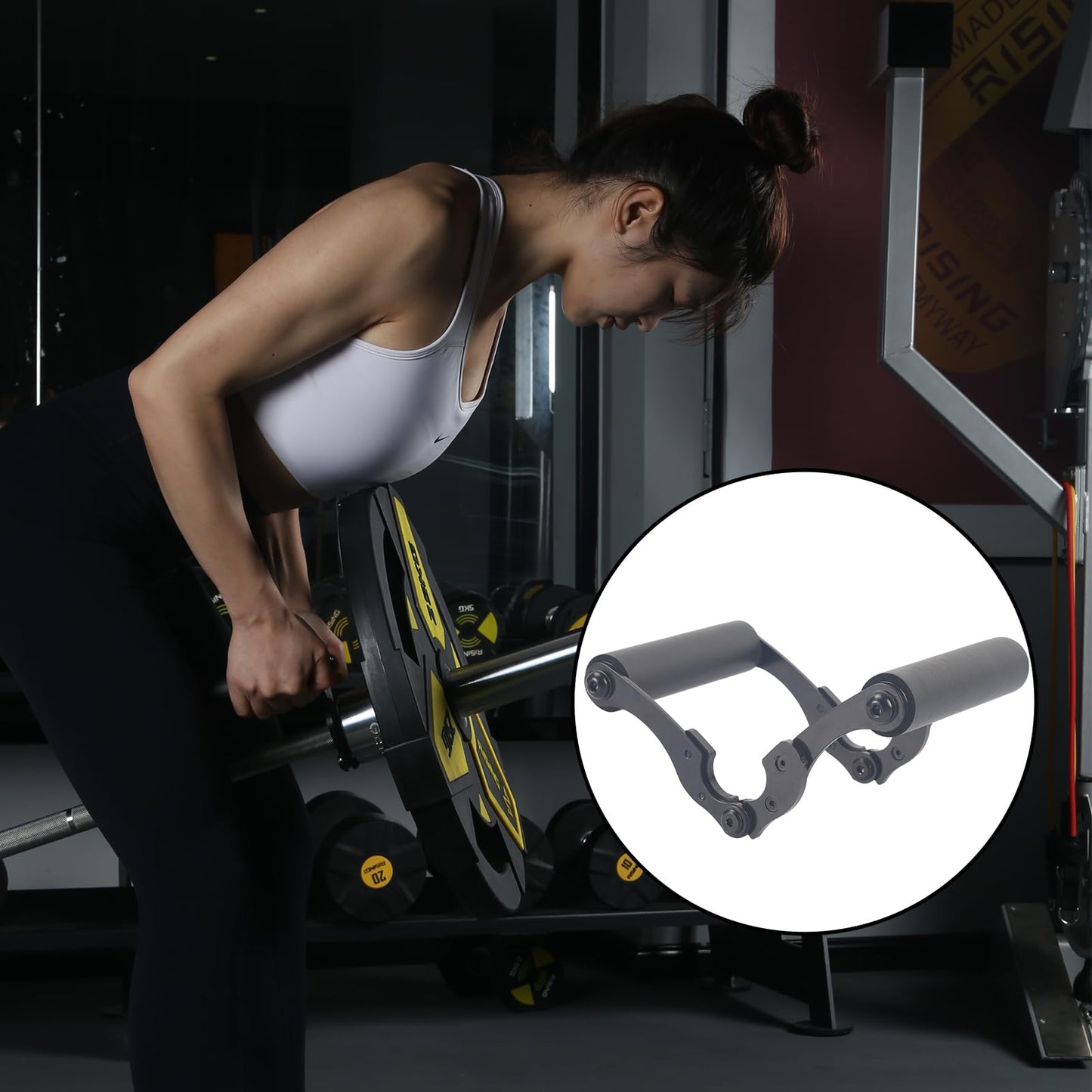KYLINFIT V Bar Row Landmine Handle Attachment for Barbell Bars，Solid Mine Double D Row Handle Grips with Non-Slip Rubber Grips, T-Row Attachment for Olympic Strength Training Bars