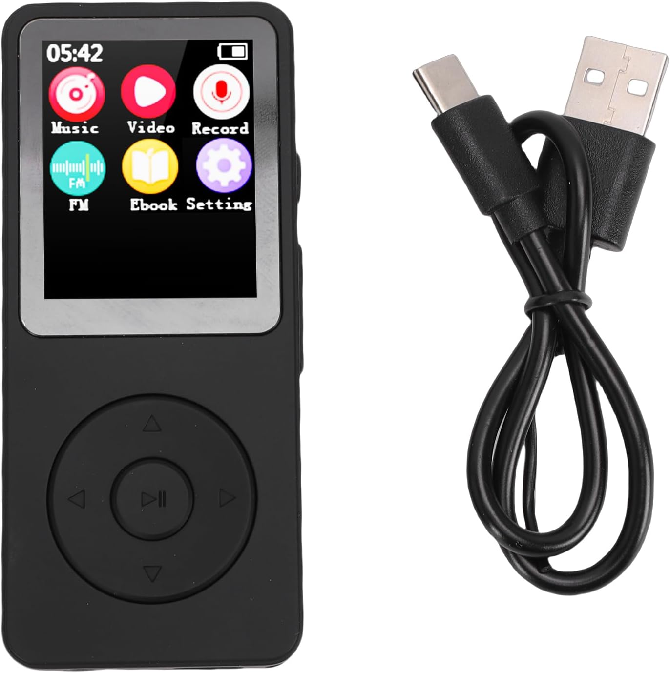 LAISANIM MP3 5.4 2.4 Inch Player with Bluetooth HiFi Sound, Screen Portable Music Player with FM, Voice Recorder, E