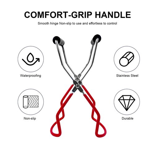 4PCS Canning Tools, Canning Jar Lifter Tongs with Jar Lid Lifter Magnetic Lid Lifter,Canning Bubble Popper Bubble Remover and Canning Labels for Canning Supplies Starter Kit,Home Kitchen, Red