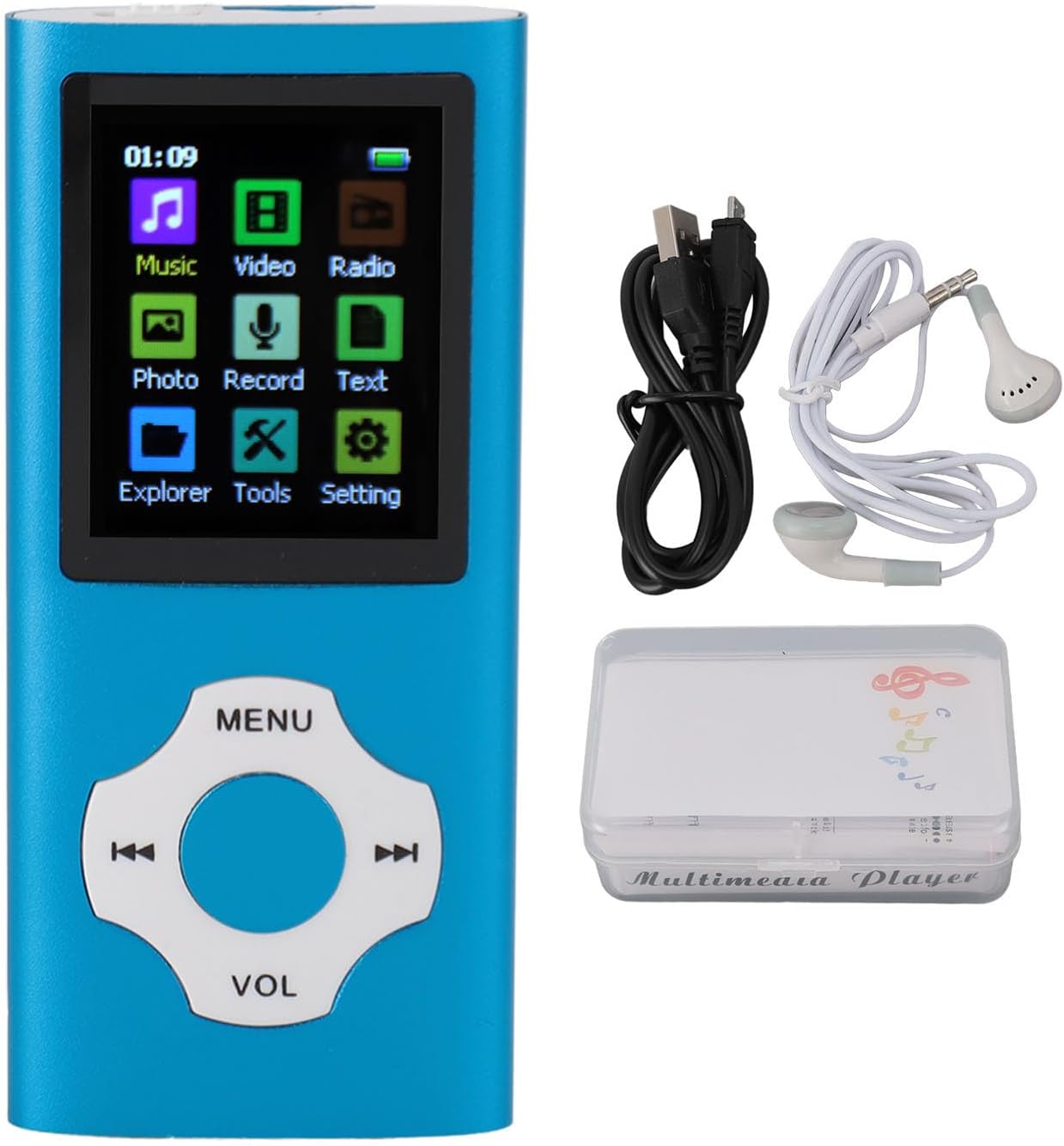 Denash MP3 64GB Player, Portable Lossless Sound Music Player, Mini Music Player with Earphones, Supports FM Radio