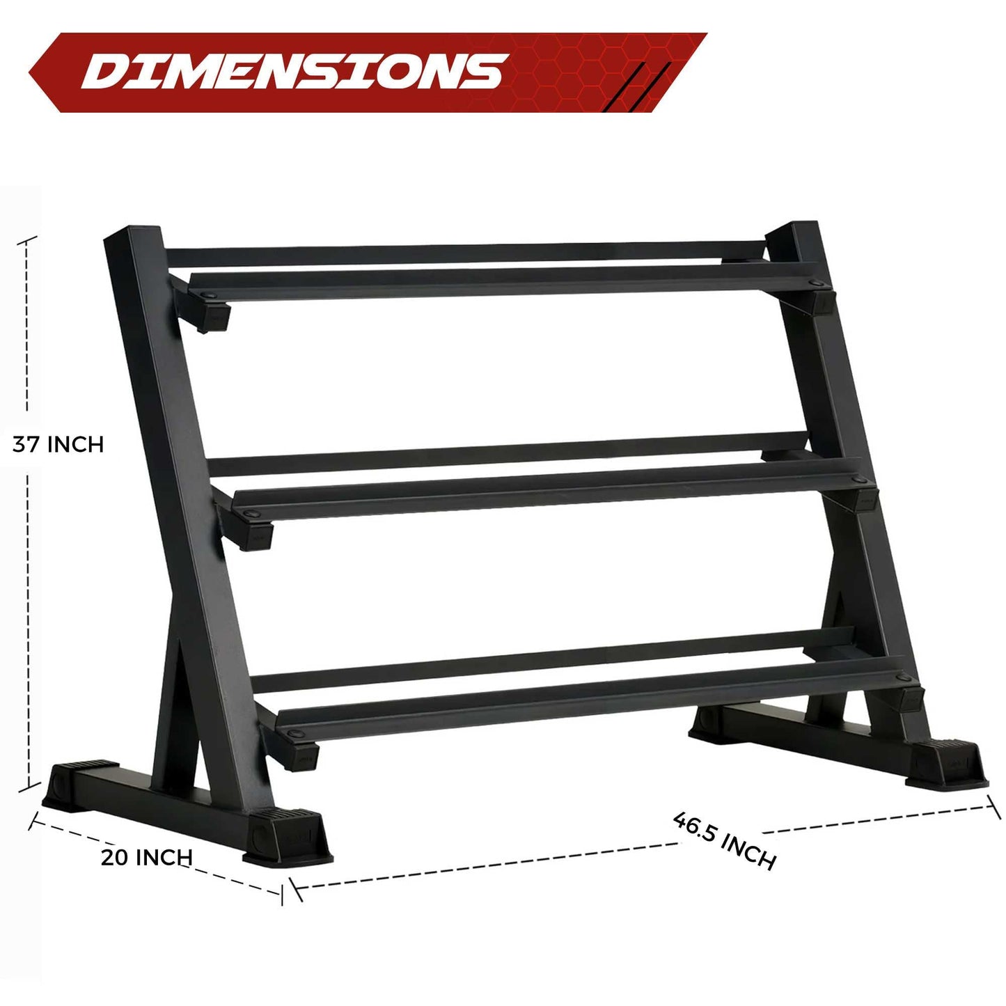 3-Tier Dumbbell Rack Multilevel Weight Storage Organizer for Home Gym, Weight Rack for Dumbbells, Kettlebells, 1200LBS(Rack Only)