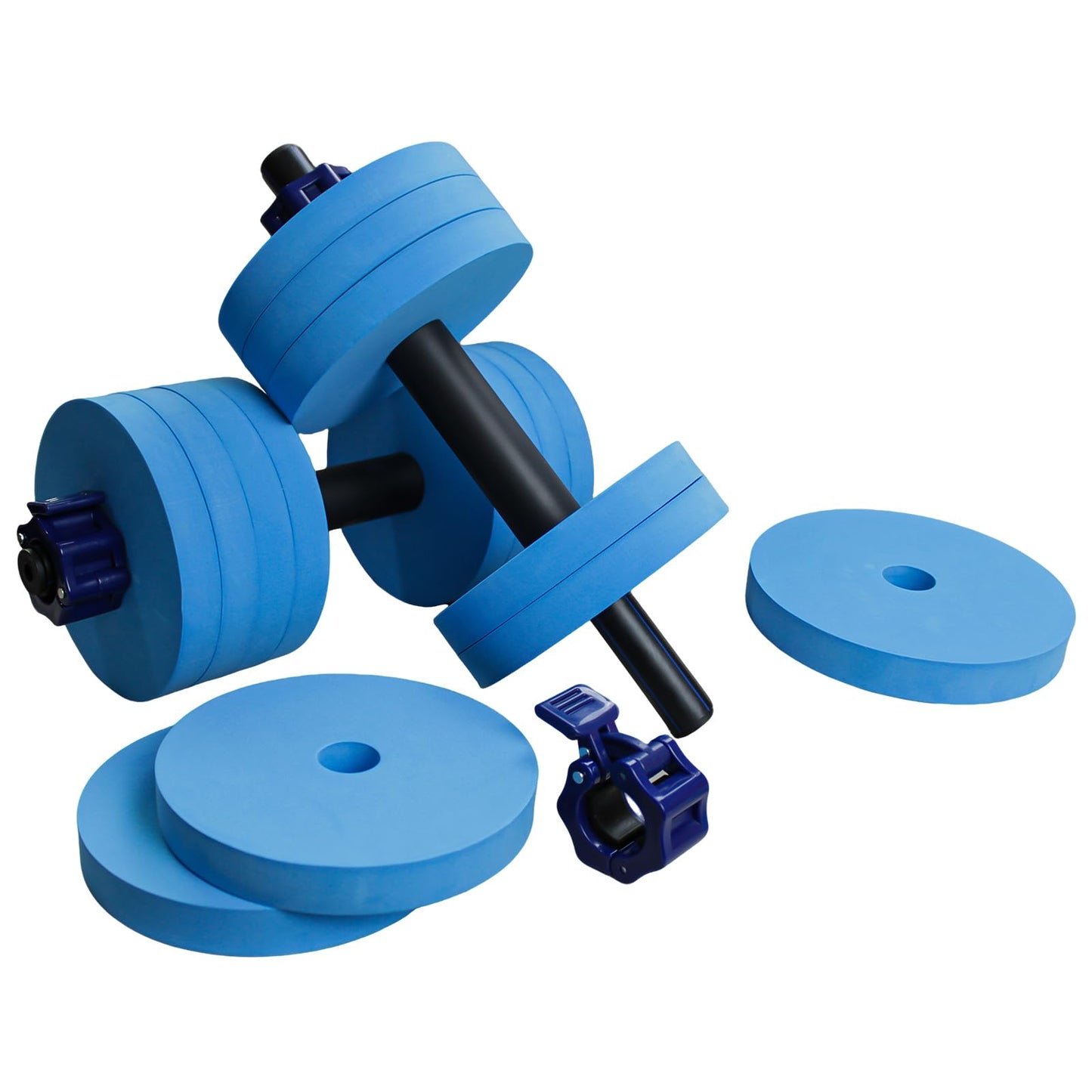 Huangyunming Aquatic Exercise Dumbbells Water Dumbbell Pool Resistance Aquatic Fitness Barbells with 16 High-Density EVA Foam Pool Weights Dumbbells, Can be quickly disassembled