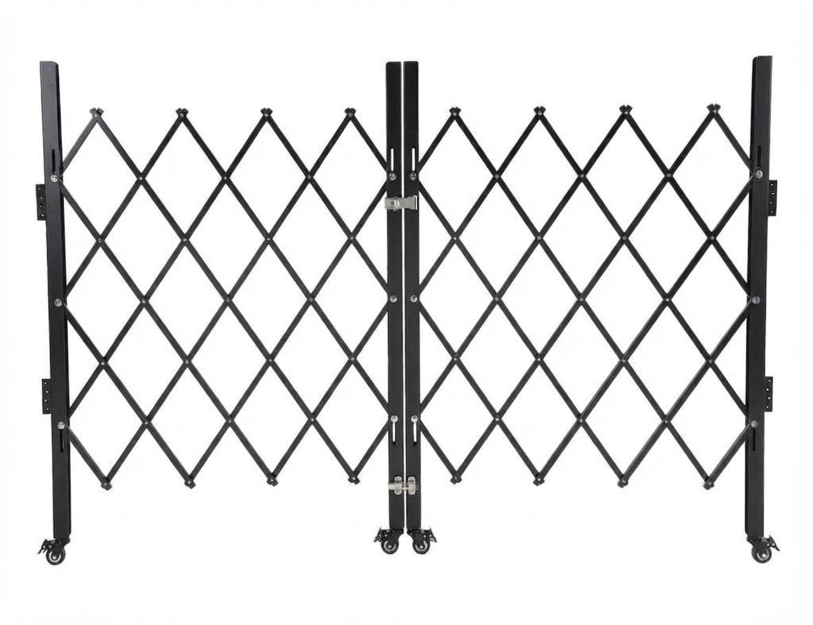 Heavy Duty Expandable Scissor Gate with Easy Lock for Garage & Garden Security