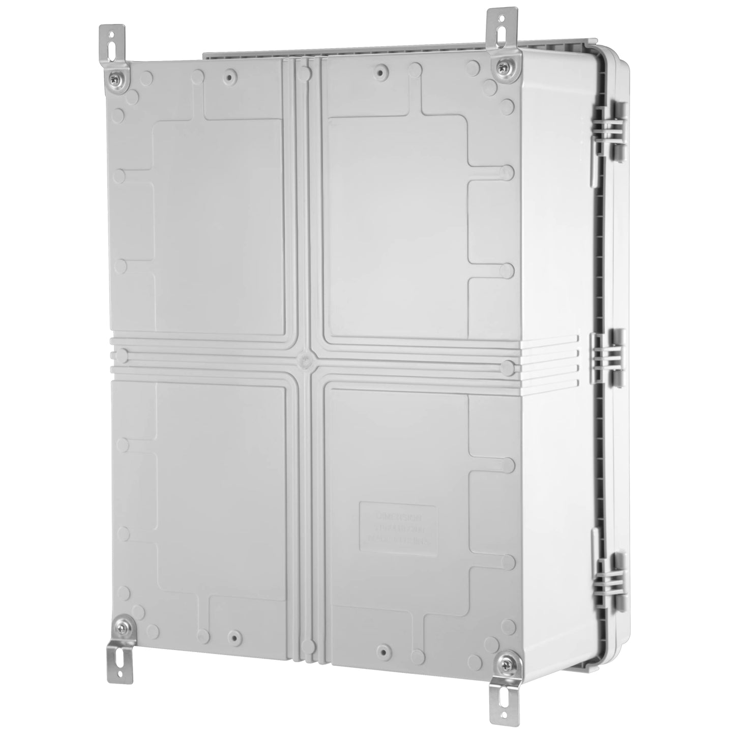 Ordentlich Waterproof Electrical Junction Box IP67 ABS Plastic Enclosure with Hinged Cover with Mounting Plate, Wall Brackets (Grey Cover, 20"×16.1"×7.9")
