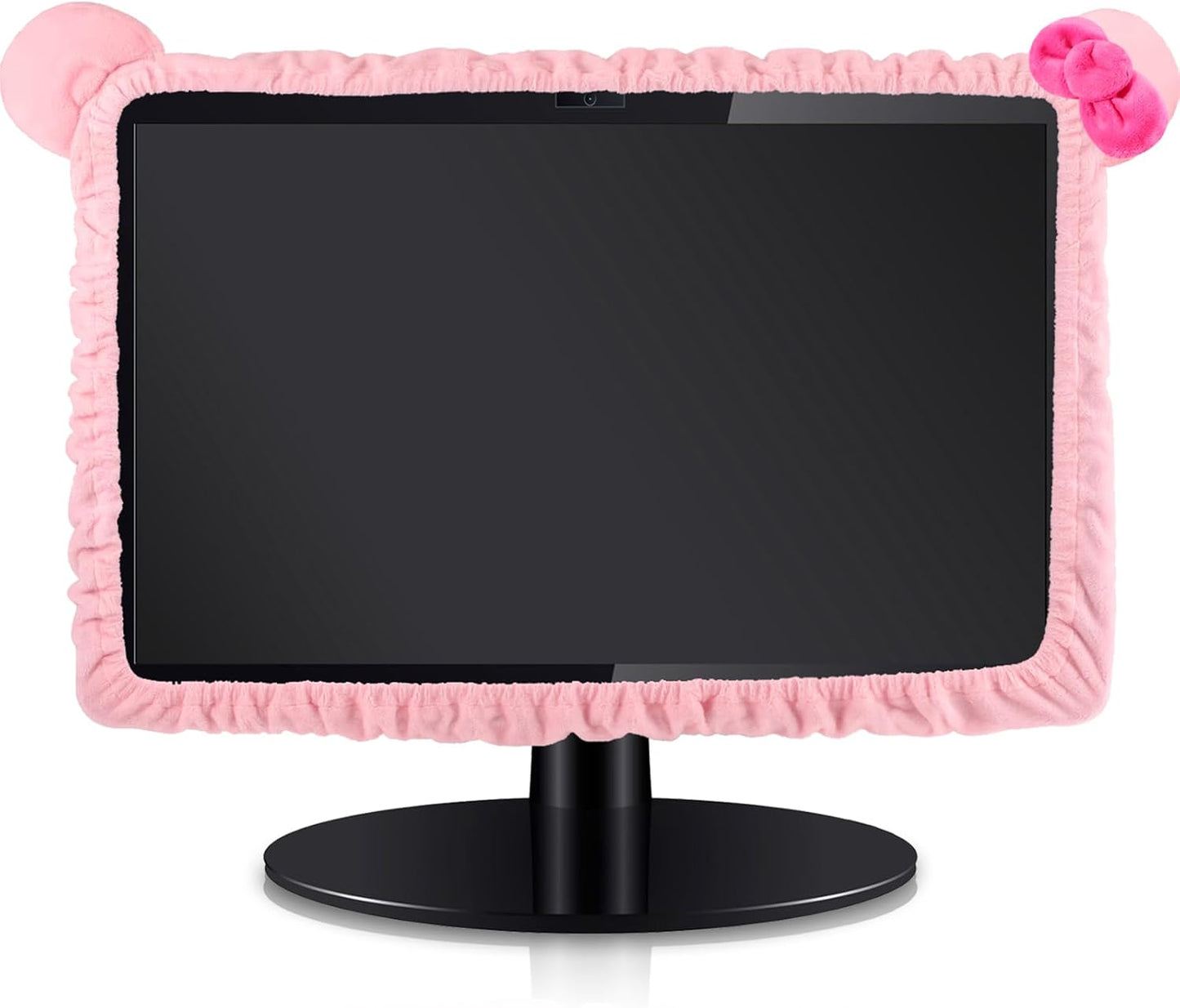 1 20''-29'' Remagr Pcs Kawaii Computer Monitor Cover with Cat Ear Design, Furry Cute Pink Monitor Dust Cover Protector