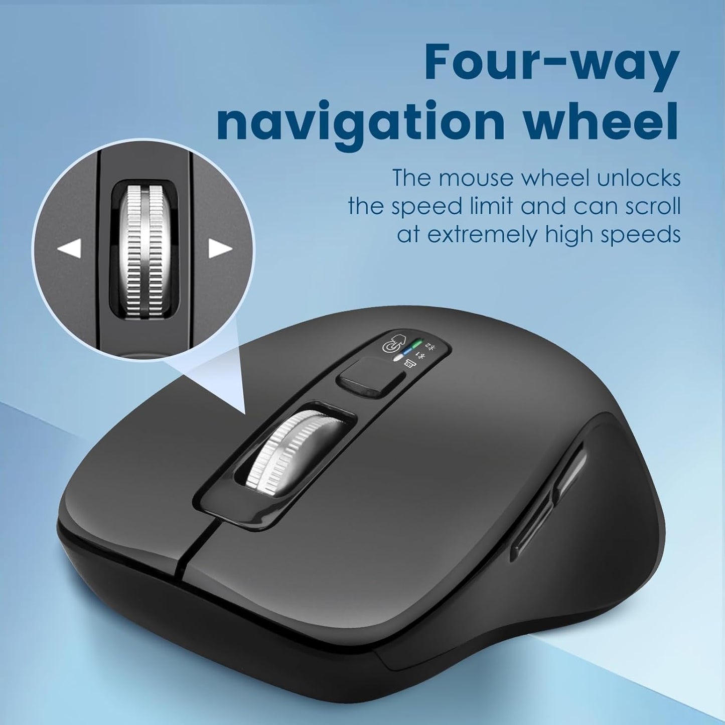 CITLLA BT1 BT2), 4-Way Wireless Bluetooth Mouse (USB + + Full Size Mouse, Scrolling, Multi-Device Silent for Computer
