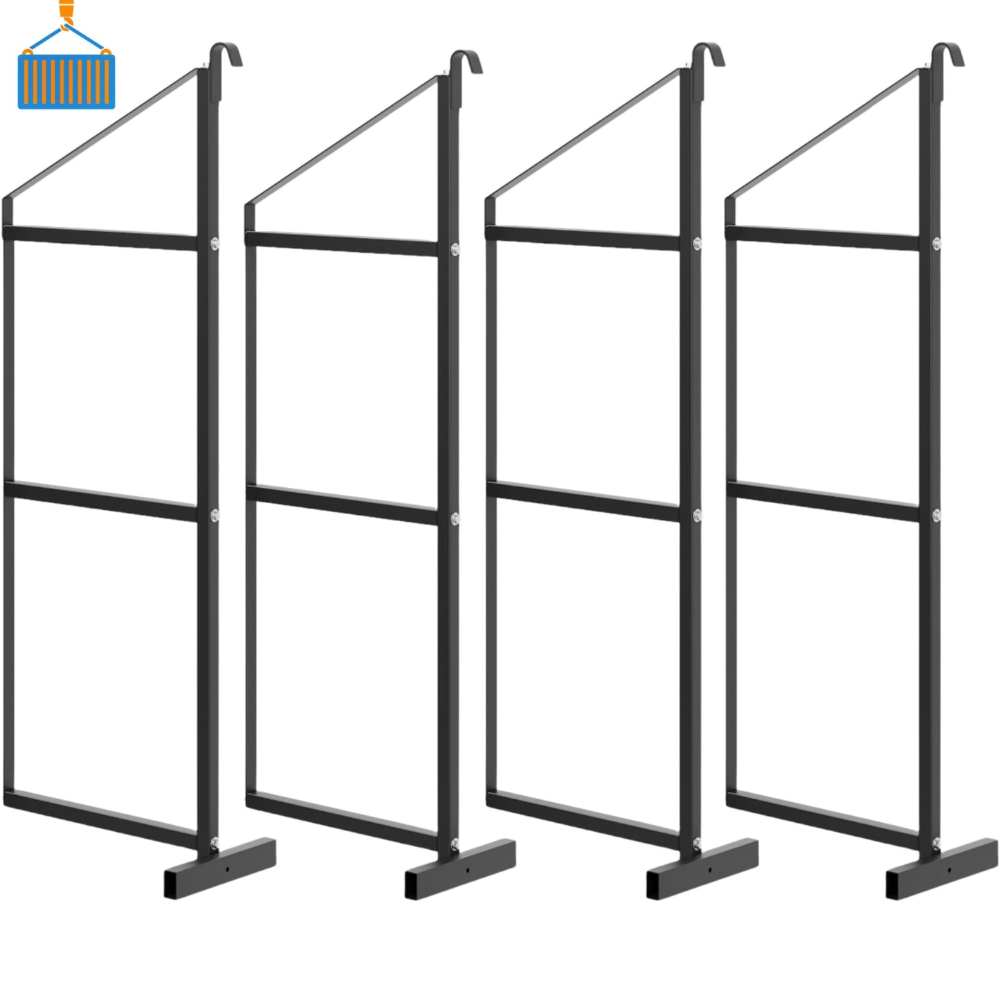 GarveeTech 4-Pack Shipping Container Shelving, 60" x 22" Hanging Cargo Shelving Brackets, 3-Tier Design, Powder Coated Steel, Quick Installation for Trailers, Garages, and Storage Containers