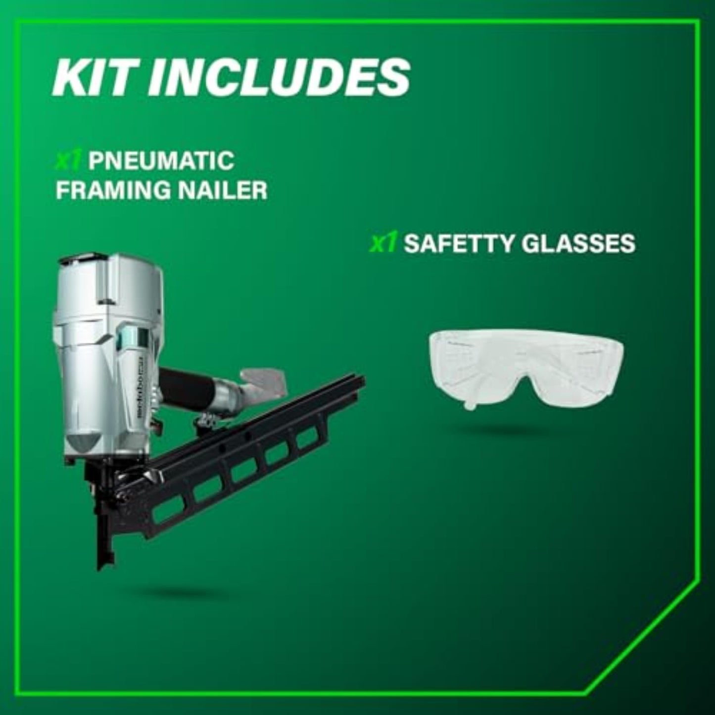 Metabo HPT Framing Nailer, Pro-Preferred Pneumatic Power Nailer & Framing Tool For Flooring, Roof Decking & More, Rapid Response Cylinder Valve, 21° 2" to 3-1/4" Plastic Collated Nails, NR83A5(S)