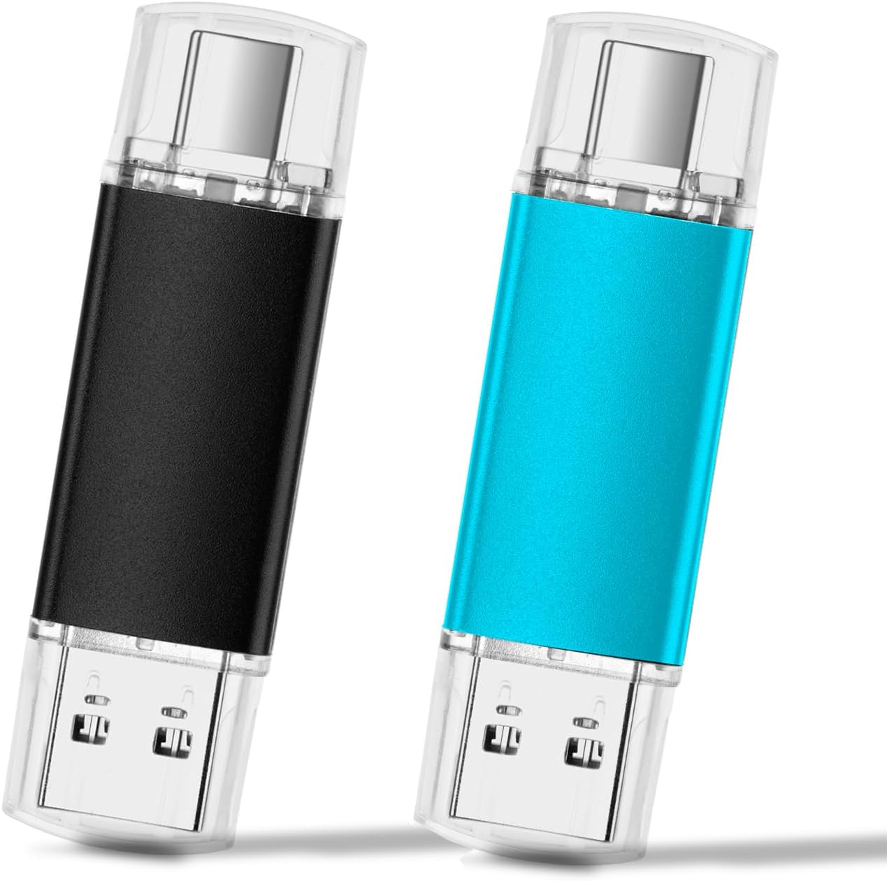 MAKACTUA 2 Pack 64GB 3.0 128GB 2-in1 Type-C USB Flash Drive USB-C Thumb Drives Memory Stick Jump Drive