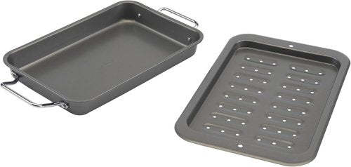 GoodCook Everyday Broiler Baking Pan - Nonstick Heavy-Gauge Steel with Built-in Handles | 7x11-Inch, Gray