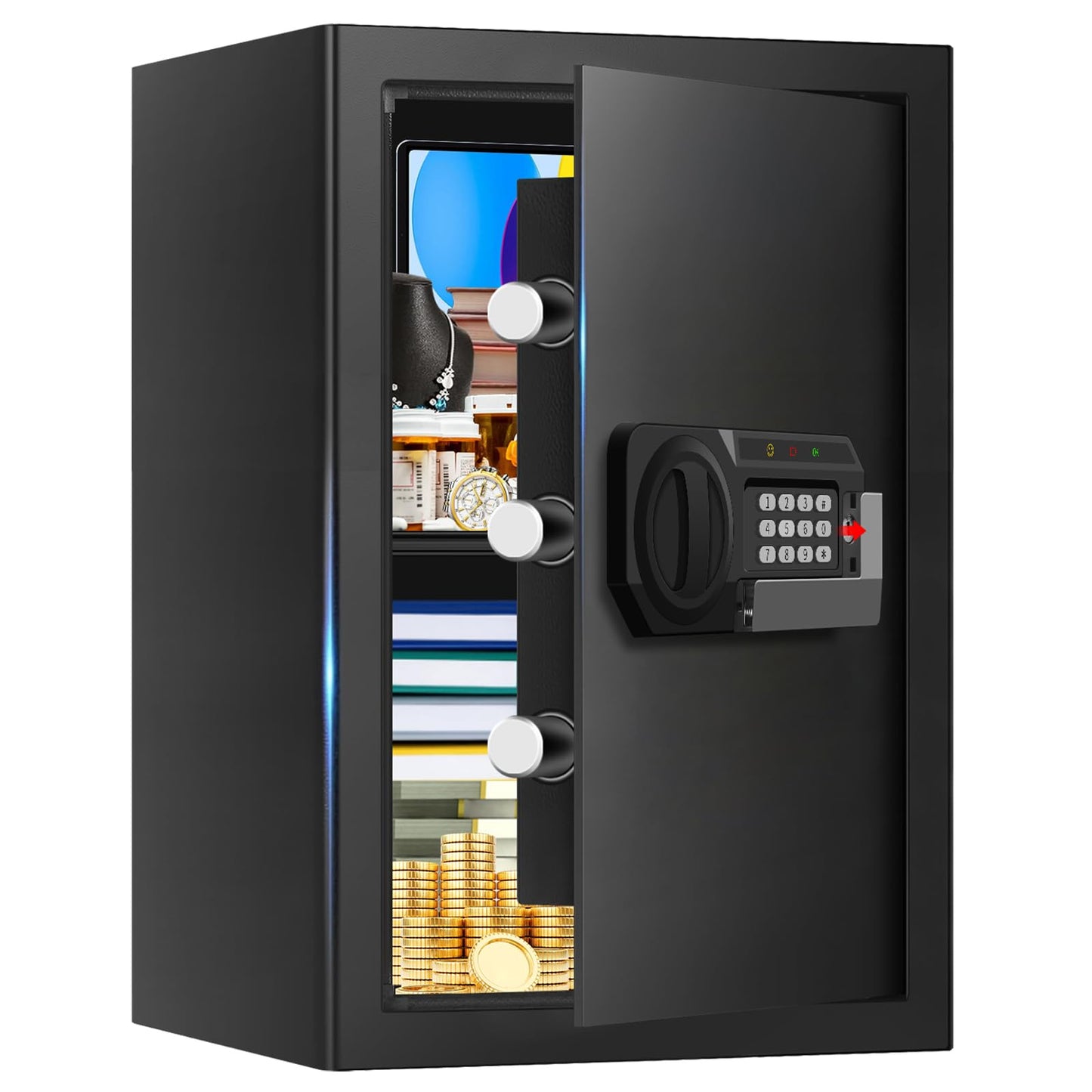 3.3 Cuft Large Home Safes Water and Fireproof, Anti-theft Floor Safe for Home Use with Programmable Keypad, Alarm System and Spare Keys, Digital Home Safe Box for Valuables, Medicine