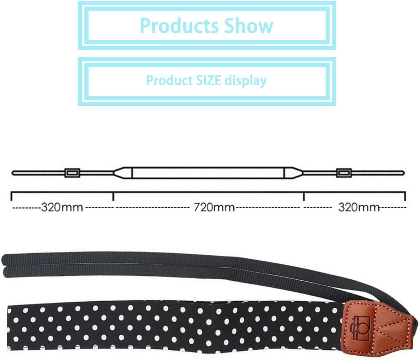 Camera Strap Real Retro Belt for All DSLR Camera. Polka Dot style Universal SLR Strap, Adjustable Neck Shoulder Camera