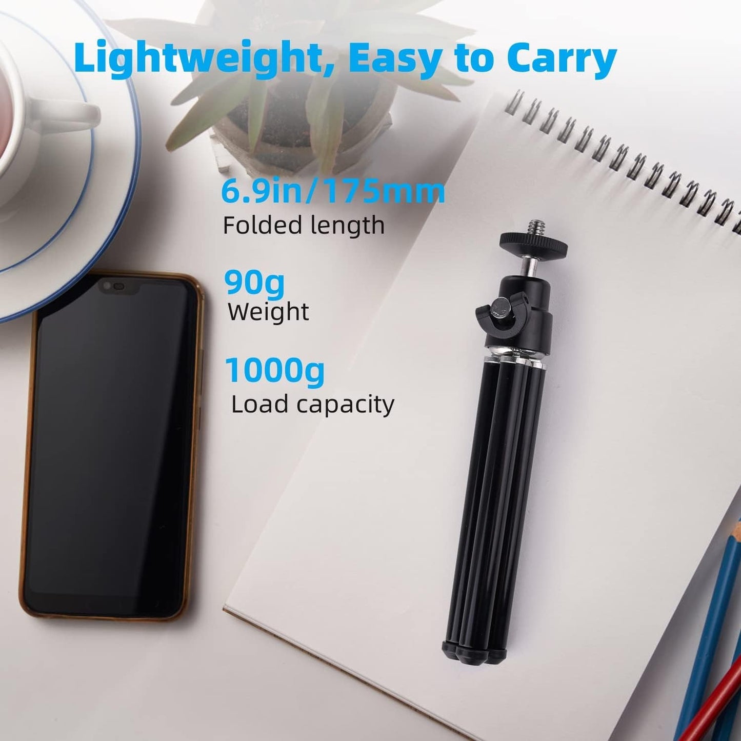 TIGAYAN 12.4 inch Mini Tripod for Webcam and Phone, Metal Extendable Webcam Stand with Phone Holder, Small Tripod