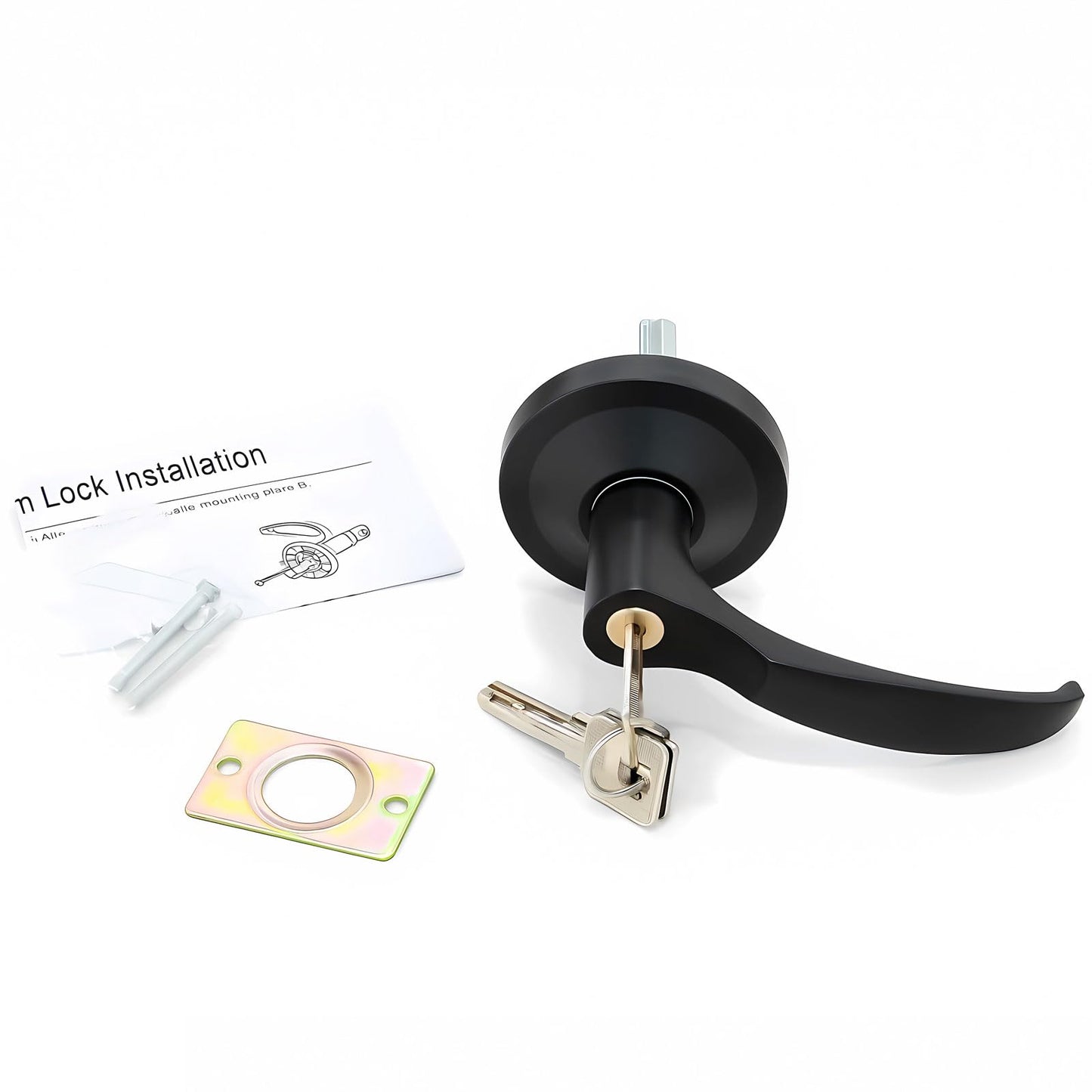 33.5" Panic Bar Exit Device with Exterior Lever Lock & Key Set, Commercial Push Bar Door Lock with Roller Strike Plate & End Caps, UL10C & ANSI Grade 1 Certified Emergency Exit Hardware