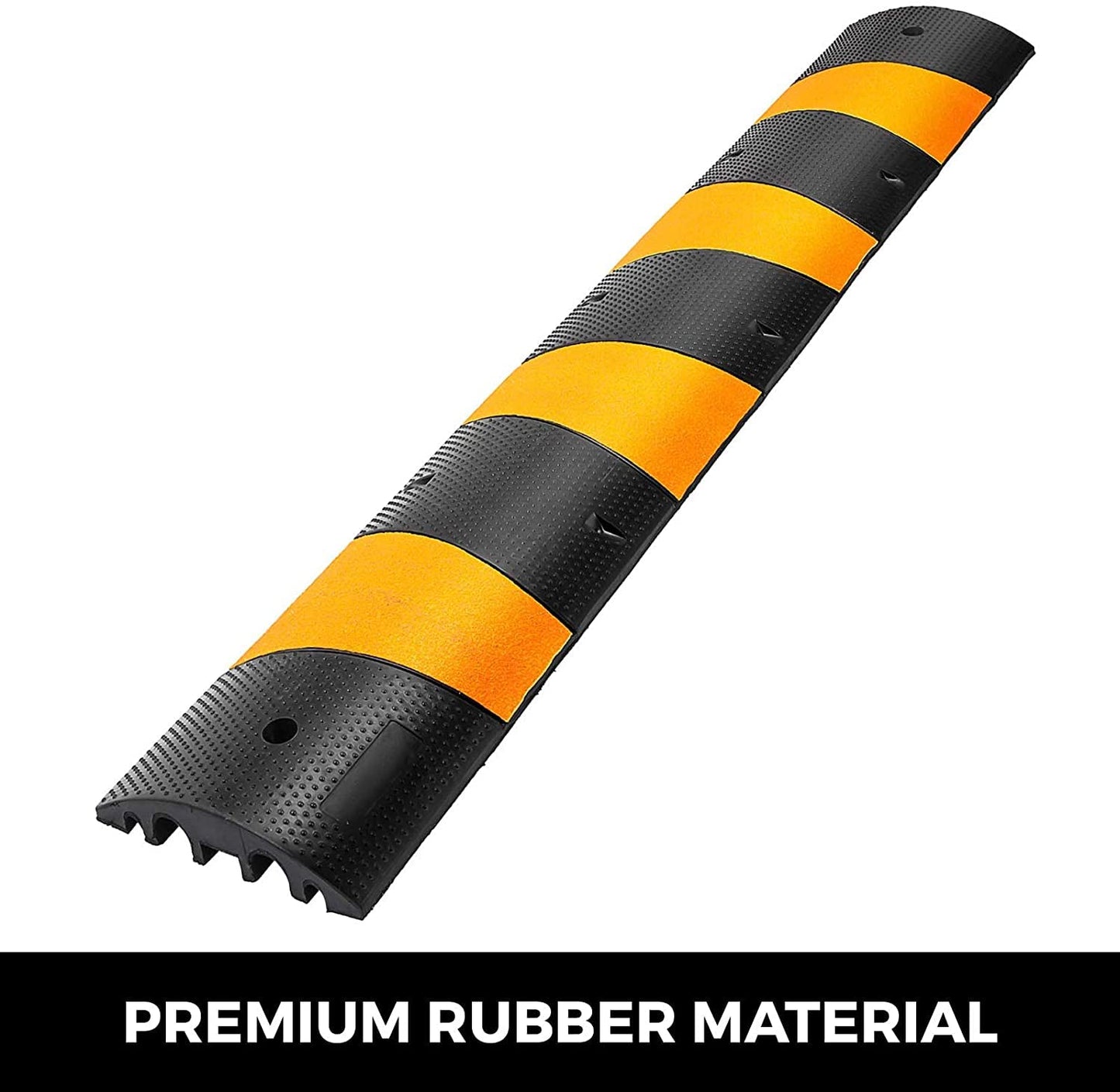 VEVOR 2PCS 6 FT Rubber Speed Bump Driveway, Heavy Duty Cable Floor Cord Protector Cover Ramp,2-Channel Speed Bumps for Road Garage Gravel Roads Asphalt Concrete, 72.4 x 12 x 2.4 Inch