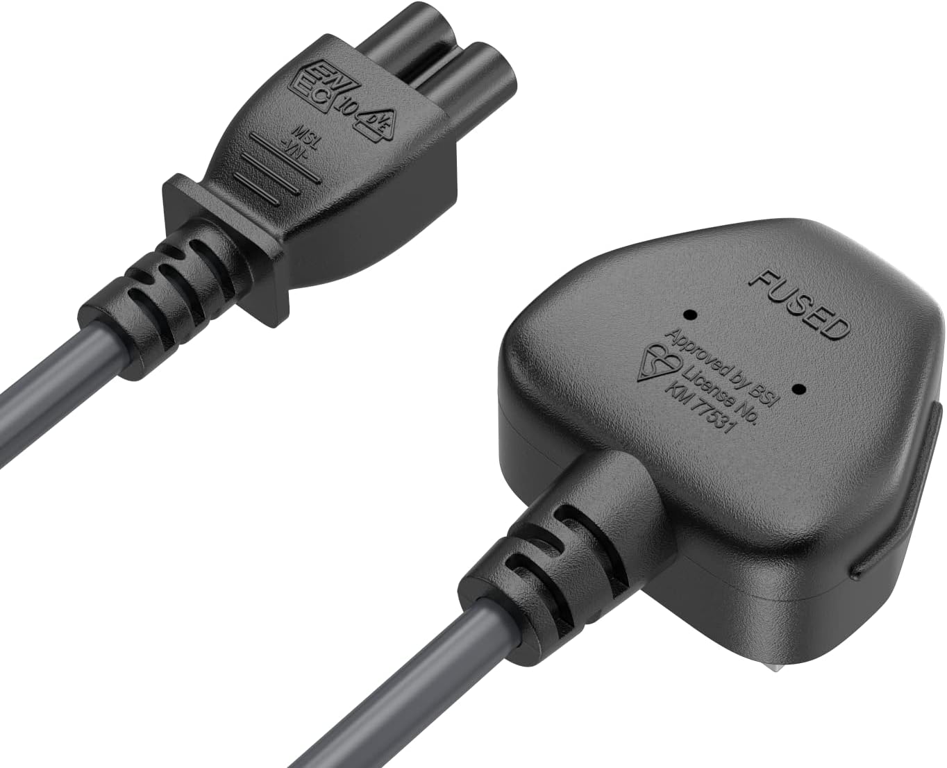 Cable Leader 6ft 18 2.5 IEC-320-C5 BS1363 AWG England Notebook Power Cord with A Fuse, to UK Plug