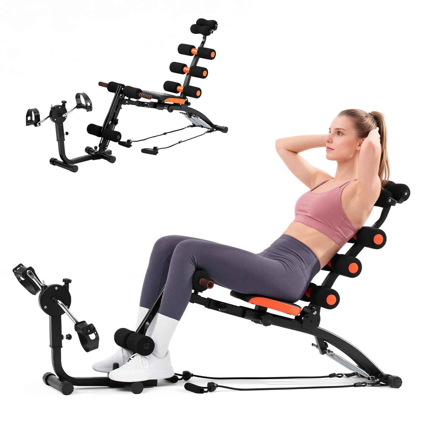Abdominal Workout Bench – Adjustable Sit-Up Machine with Leg Lock – Home Gym Core Trainer for Abs, Crunches, Leg Raises – Foldable, Heavy-Duty Steel Frame – Max Weight 240LB