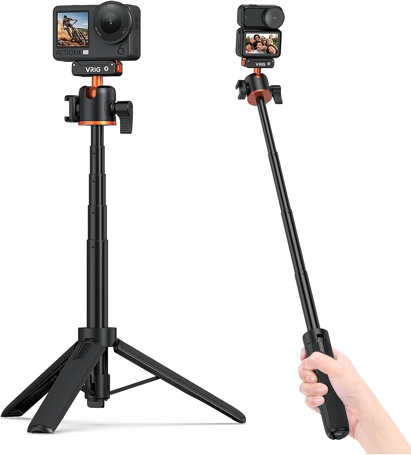 VRIG 6, 360 8 21 inches AC-40N Action Camera Selfie Stick Tripod for DJI Osmo Nano/Action Dual-Direction Magnetic Quick