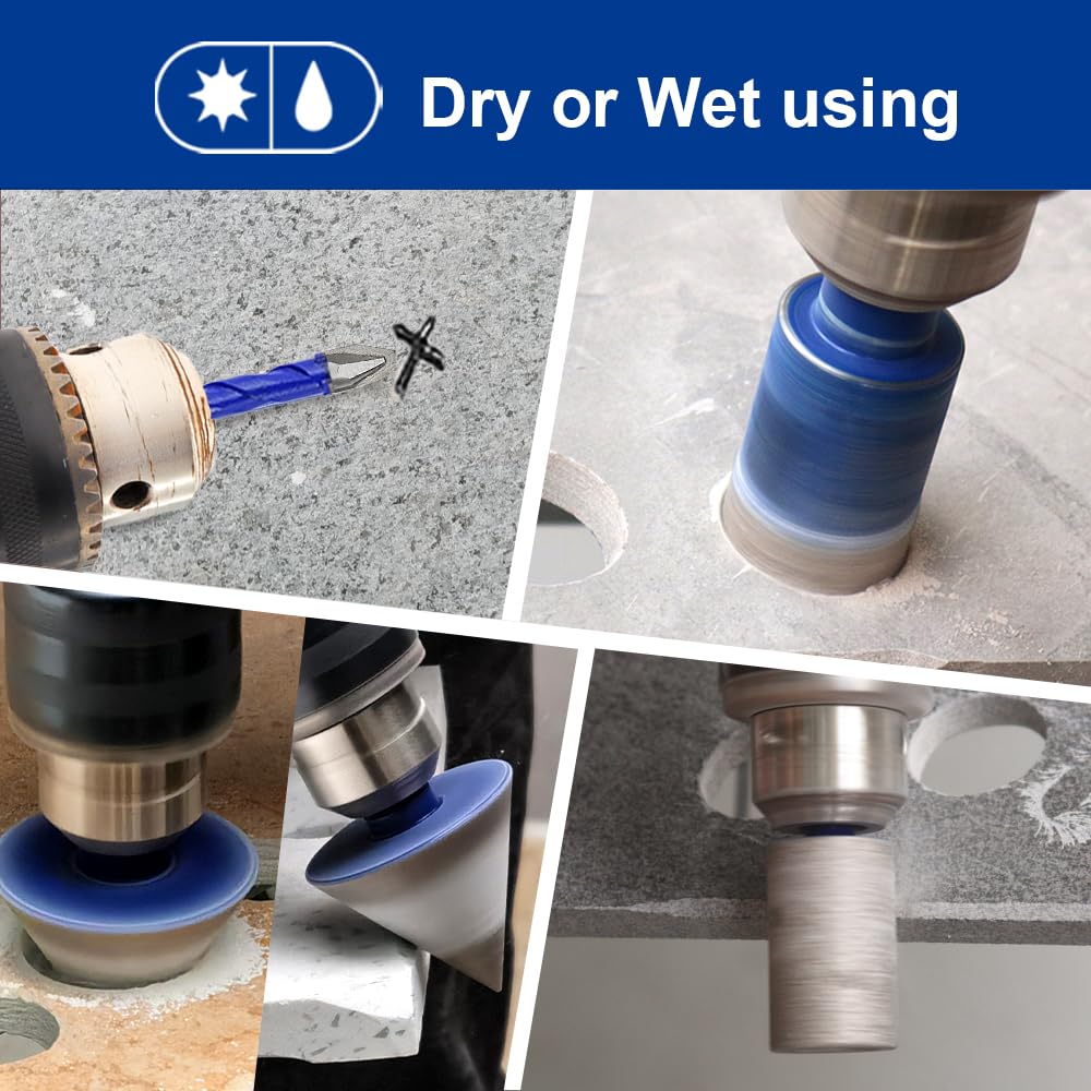 SHDIATOOL Tile Diamond Drill Bits Kit, Porcelain Hole Saw Sets, Ceramic Core Bits Cutter Drilling for Stone Marble Granite 15pcs(6/8/10/25/35/50/65/100MM/20MM/2/6/8MM)