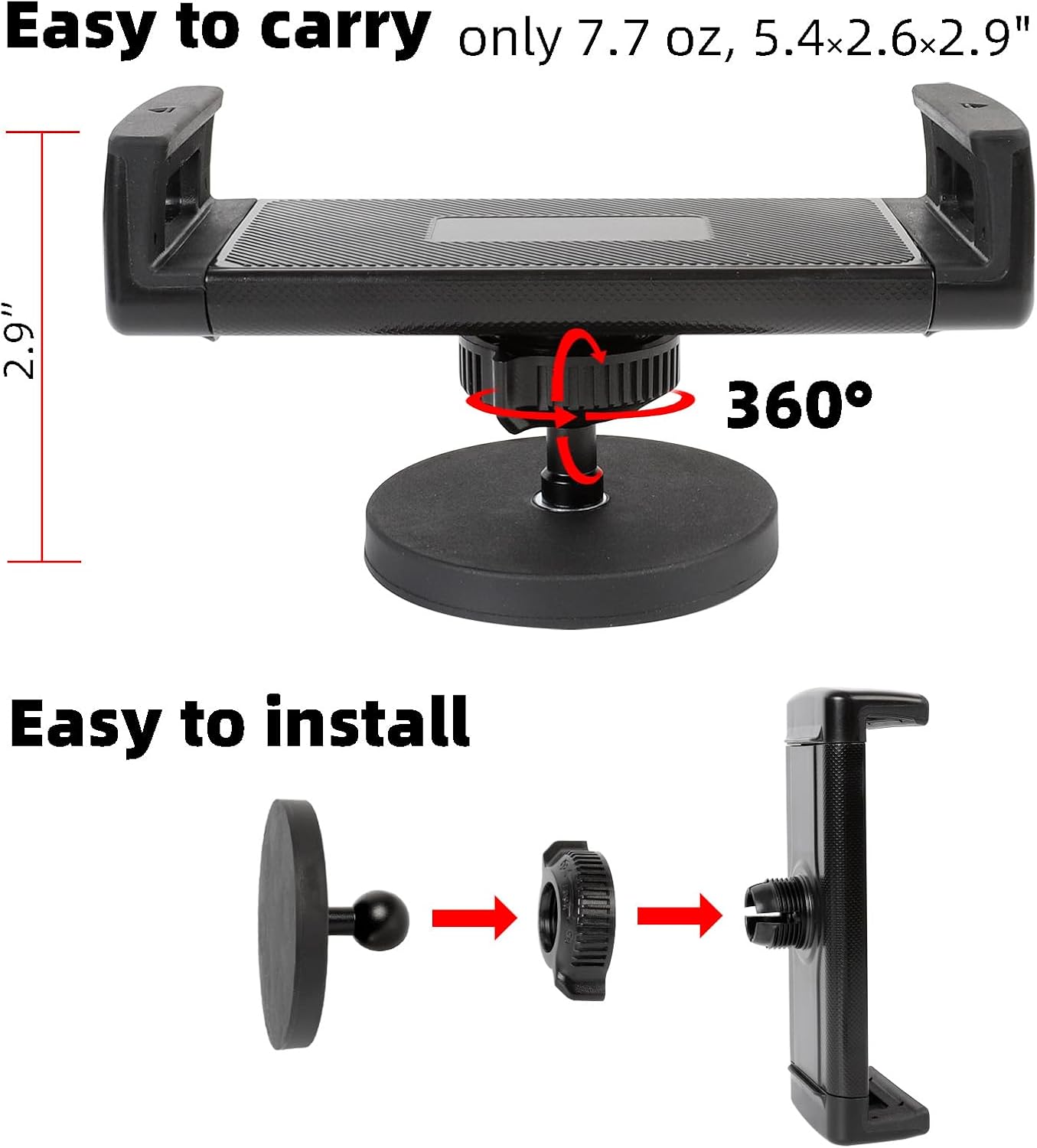 ZUZUXI 360 4.7 13 inch Magnetic Tablet Holder for iPad, Rotation Heavy Duty Magnet Tablet Mount