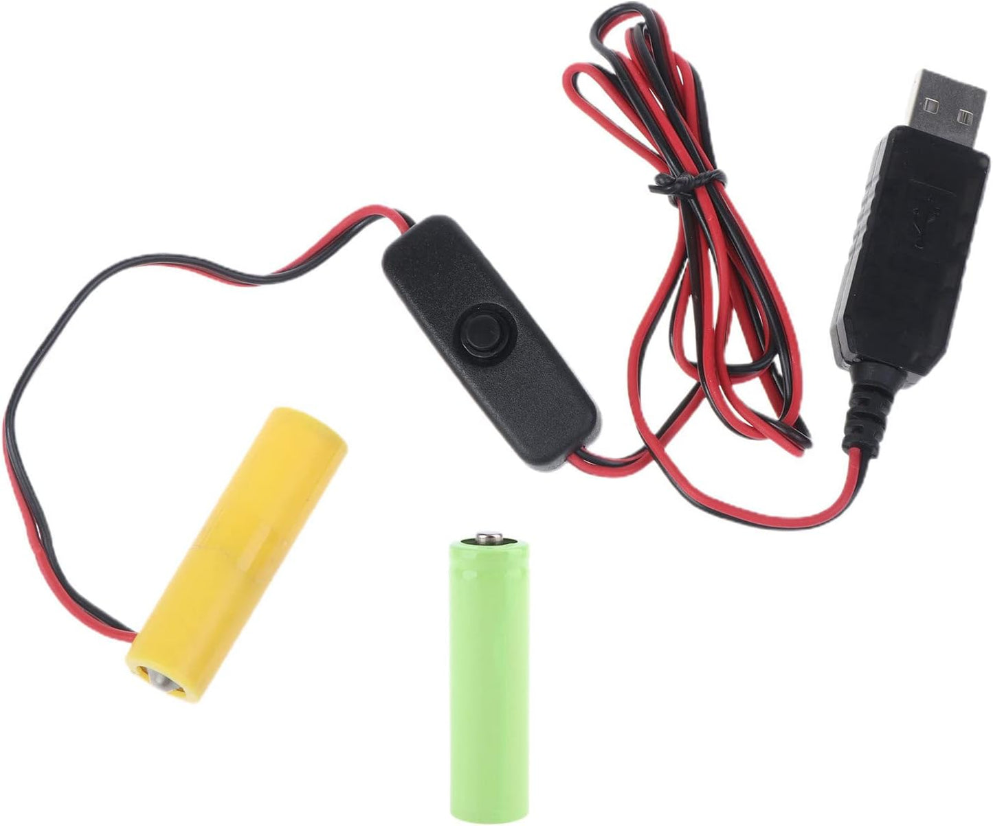 RUINBNC 2pcs 1.5V LR6 USB Power Converter Battery Replace AA Connect for LED Light Remote Control Power Supply Cables