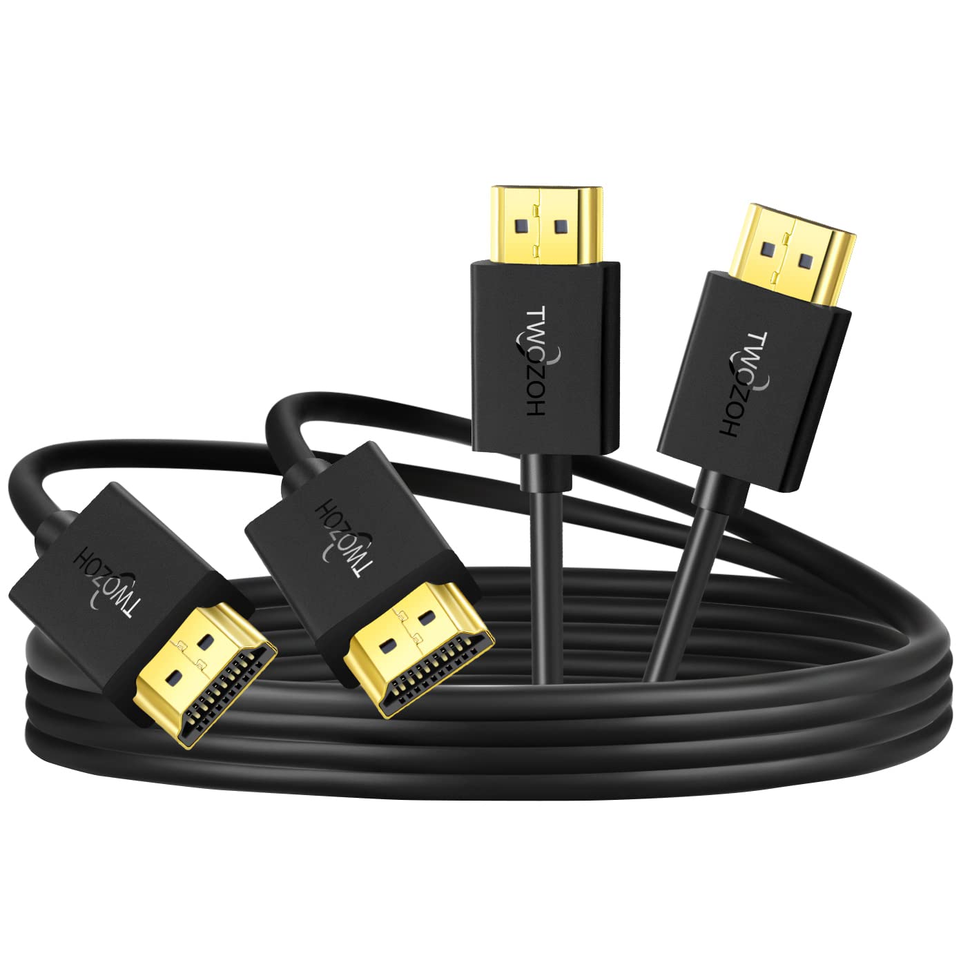 Twozoh 3.3FT 2 Pack, 4K@60Hz/2160P/1080P Slim HDMI Cable Ultra Thin & Extreme Flexible HDMI to HDMI Cord Support