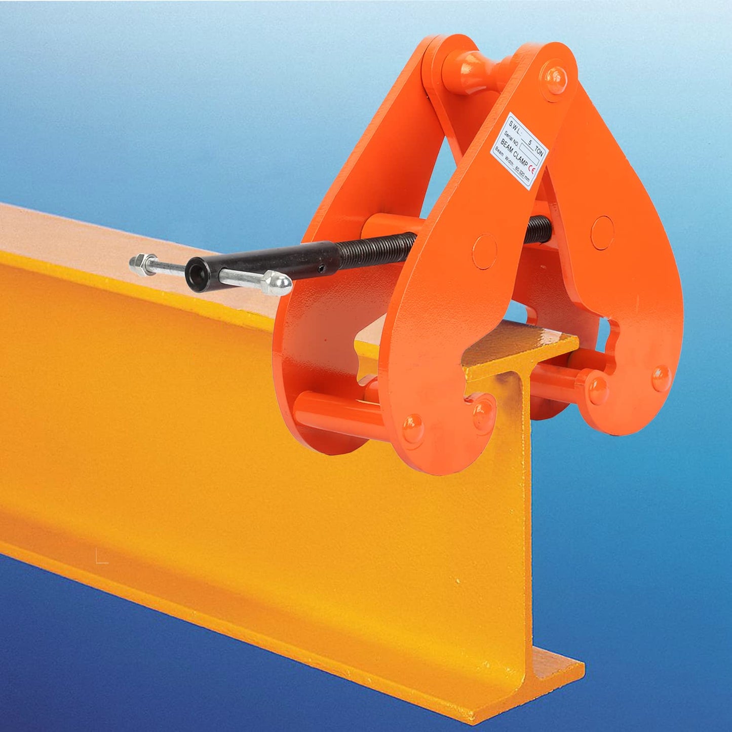 MYOYAY Beam Clamp 11000lbs/5ton Capacity Vertical H Beam Clamp Lifting 3.1-12.6 Inch Opening Range for Rigging Heavy Duty Steel Beam Clamp Tool, Orange