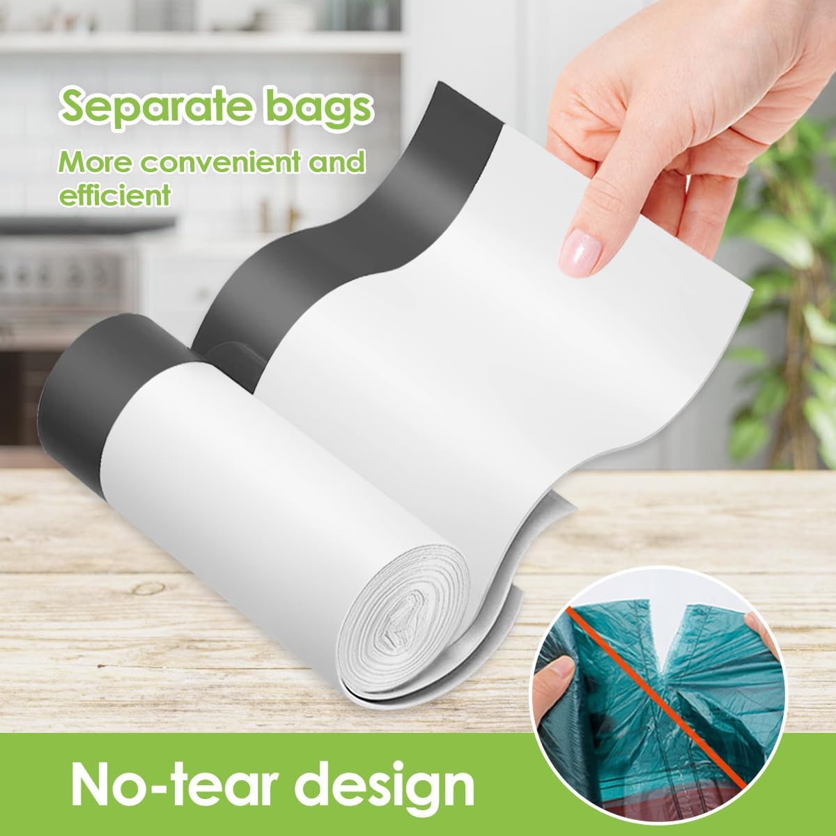 Teivio 4 Gallon Drawstring Trash Bags - 140 Count Strong Bathroom & Kitchen Bin Liners | White