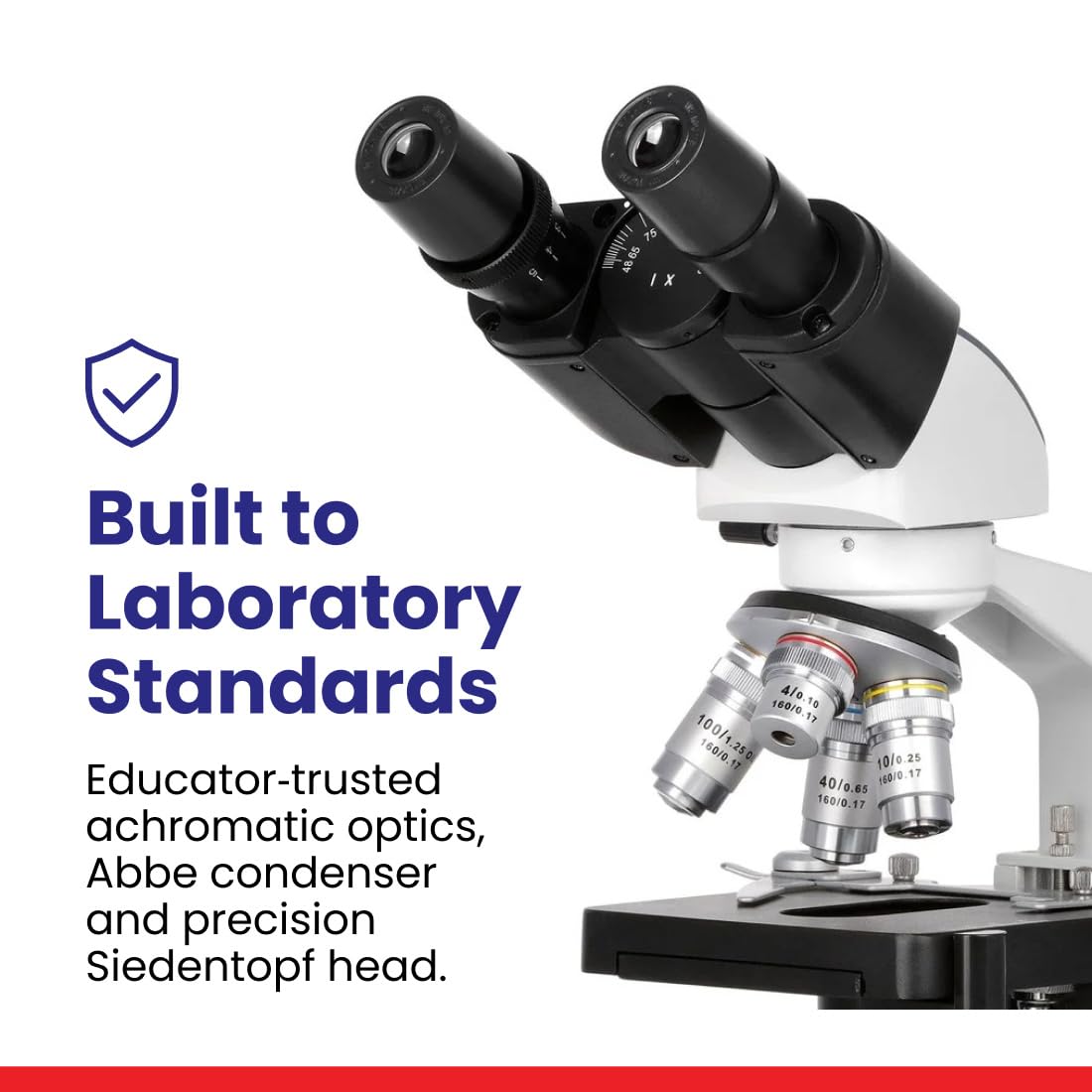 AmScope B120 Series Student & Professional LED Binocular Compound Microscope - 40X-2500X Magnification - Includes 5MP USB Camera & Siedentopf Head