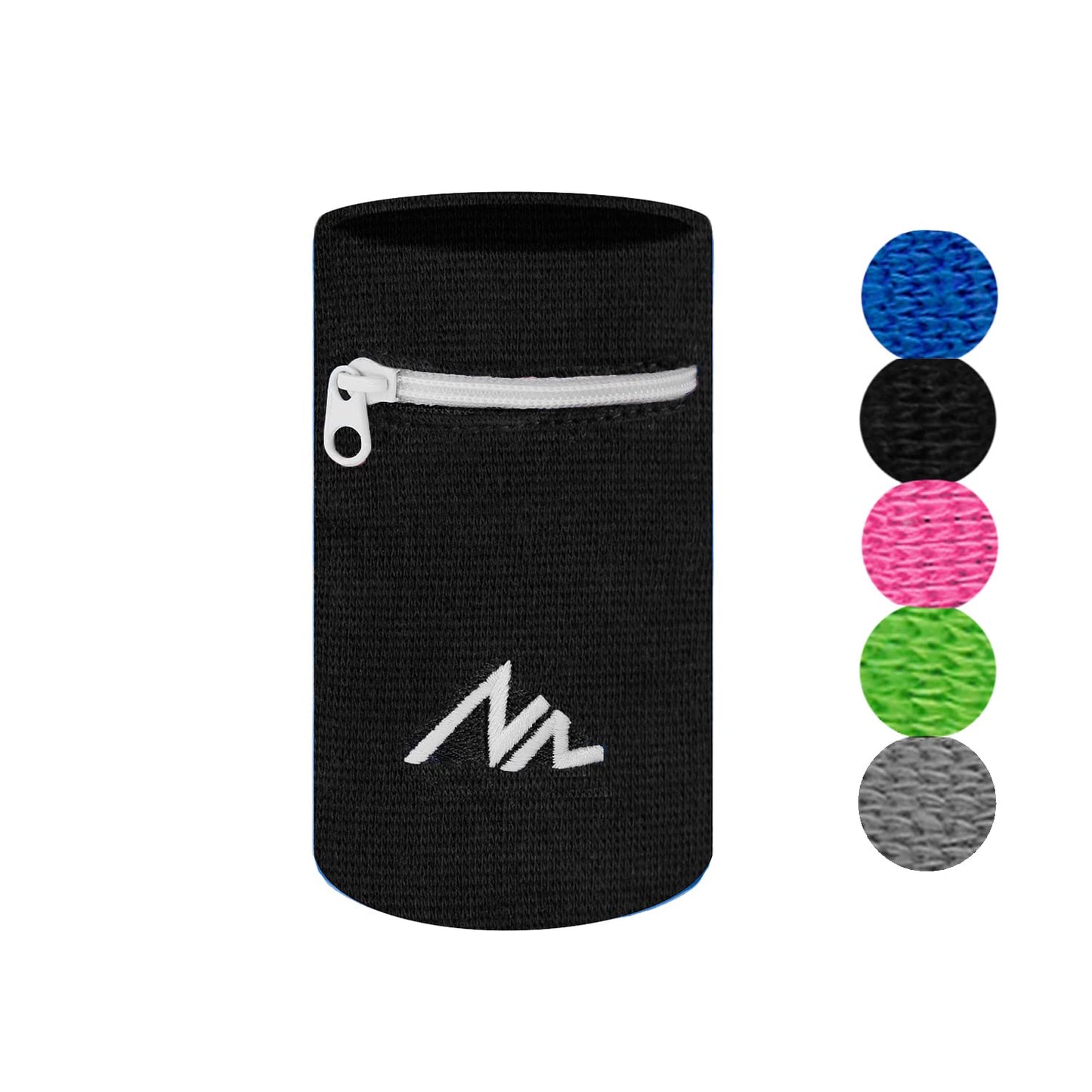 NEWZILL Wrist Wallet (Wristband) with Zipper - Cotton Sweatbands for Men & Women, Ideal for Running, Walking, Basketball, Football, Tennis, Hiking, Workout, and More (Long, Black/White)