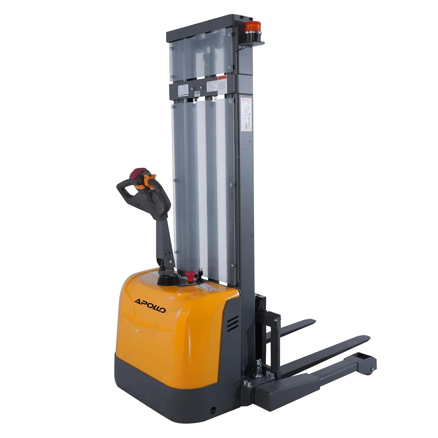APOLLOLIFT Electric Walkie Stacker, 3300 lbs Capacity 130" Lift Height Powered Drive and Lift Electric Stacker, with Straddle Legs Adjustable Forks Material Lift