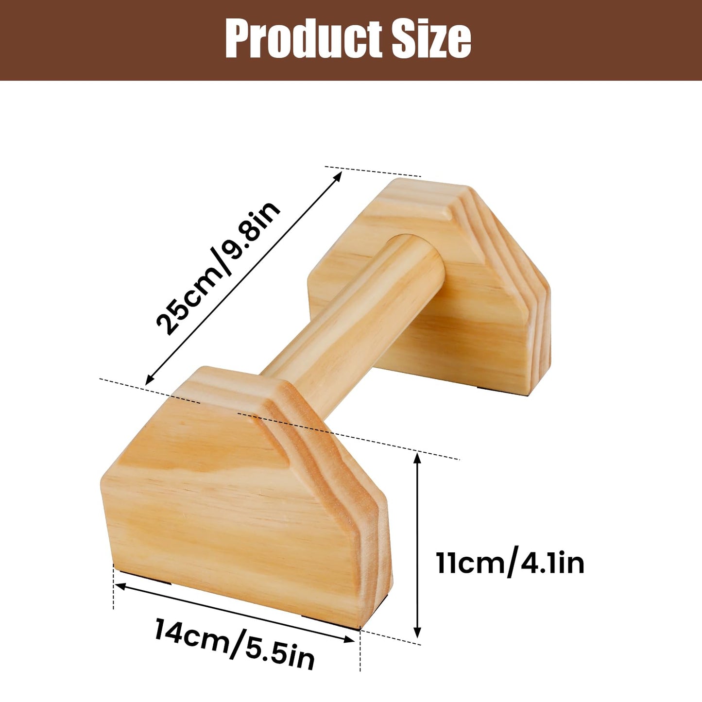 Wooden Push-up Bars, 1 Pair Non-slip Base Pushup Handles Stand, Home Workout Calisthenics Equipment, Push up Bracket Board with Ergonomical Handle, Wooden Parallettes Bars for Fitness Training