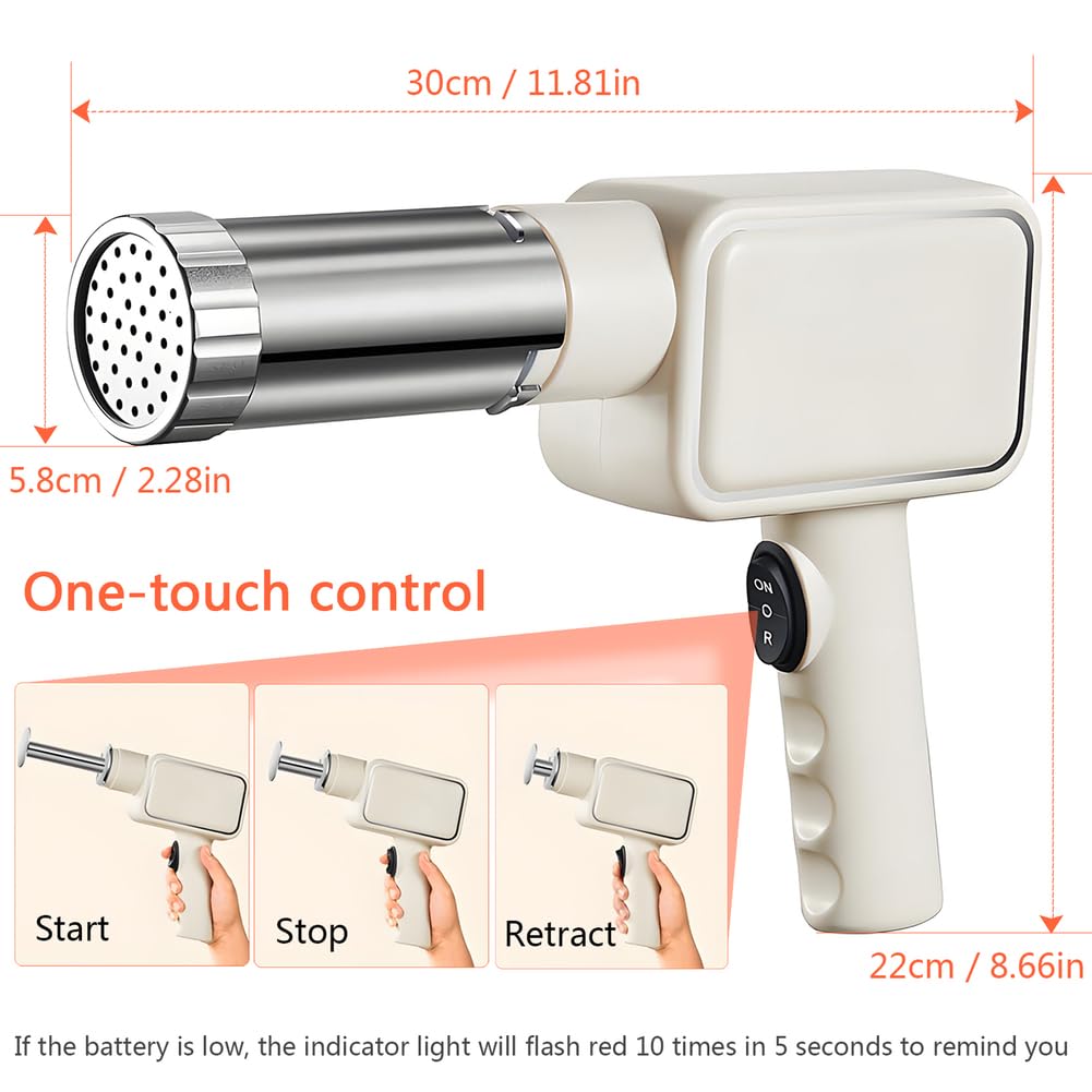 QCQDL Electric Pasta Maker, Handheld Pasta Maker Machine, All-In-One Cordless Noodle Machine, with Shaping Molds And Cutter,White