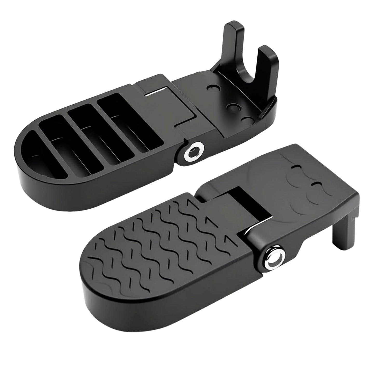 Heran Aluminum Alloy Folding Bike Rear Pedals, 2Pcs, Black, Rear, Compatible with 15mm U-Slot Axle Bikes