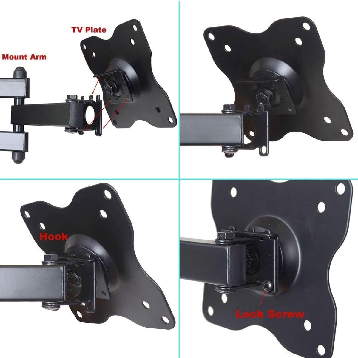 VideoSecu 15" 27" 30" 32" 35" 37" 39" 40" 200x200 ML14B WS2 TV Wall Mount Monitor Bracket with Full Motion Articulating