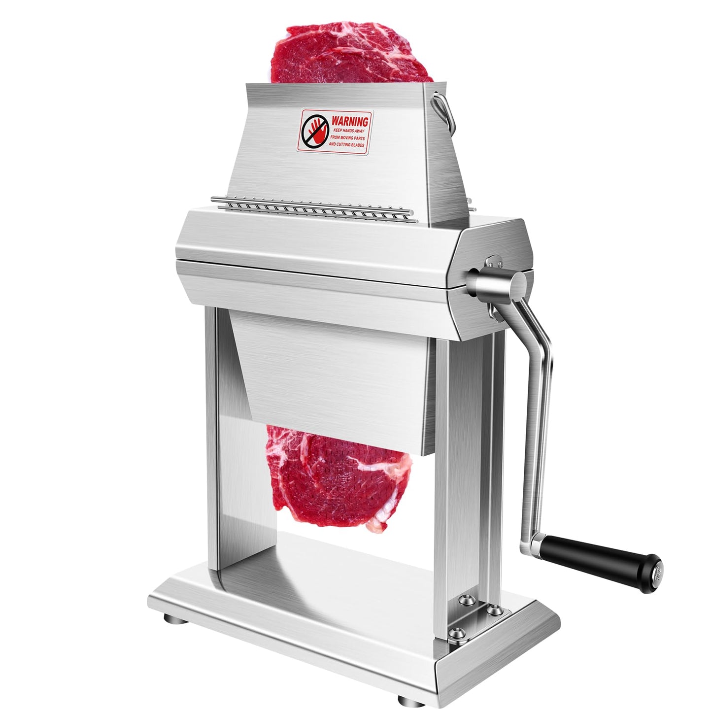 YBSVO Commercial Meat Tenderizer Machine - Heavy Duty Stainless Steel Manual Cuber with 40 Sharp Blades - Hand Crank Steak & Venison Tenderizing Tool for Butchers, Hunters & Kitchens (7" Wide Feed)
