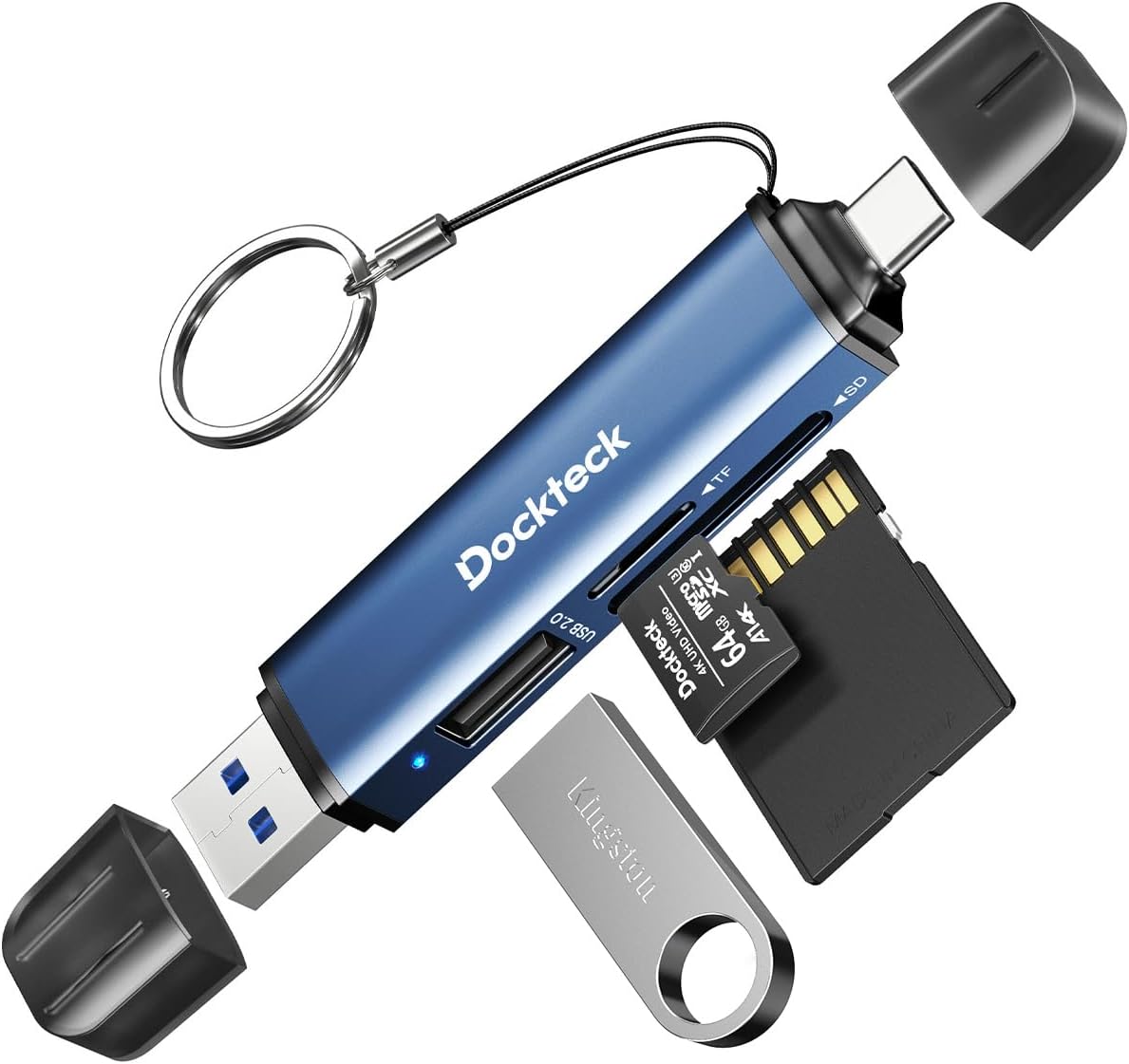 dockteck 5G USB3.0 3-Slot SD/SDHC/SDXC/MMC, SD Card Reader Adapter, Super Speed SD/TF Card Reader, USB A/C to SD/Micro