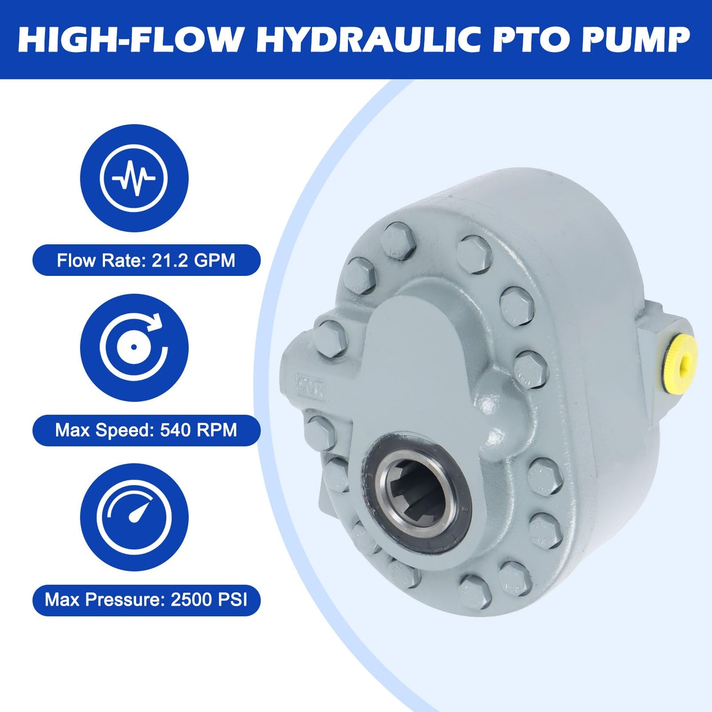 SINOCMP Hydraulic PTO Pump 22GPM Hydraulic Motor 540PRM 2250PSI Hydraulic Splitter, SAE16 Inlet and SAE12 Outlet Hydraulic Pump for Log Splitter, Scissor Lift, Dump Trailer & Truck Lift
