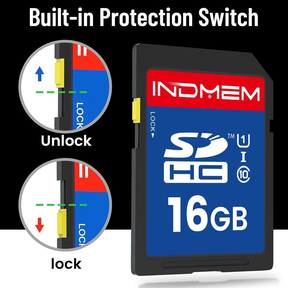 elecacc 16GB 2 Pack U1 10 16GB(2pc) SD Card, SDHC Flash Memory Cards UHS-I Class High-Speed Full HD Video Compatible