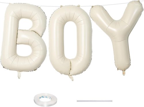 BOY Balloons - 40-Inch Beige Number 1 & Cream White Sand Balloons for Baby Boy Birthday